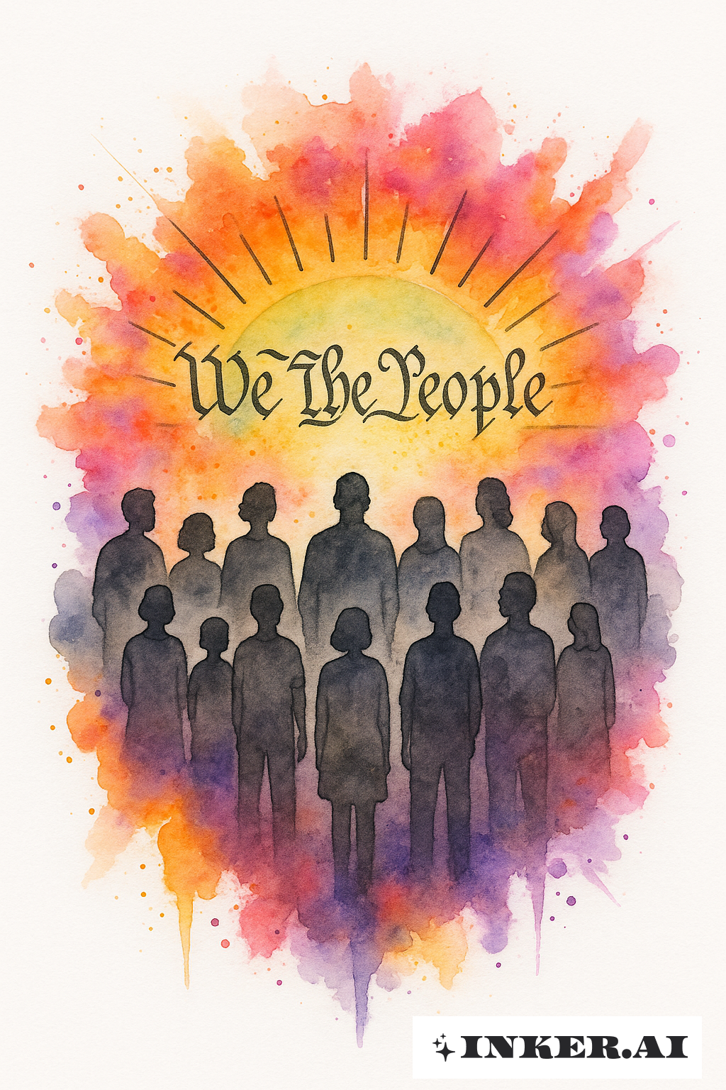 A Silhueta de uma Multidão Ante um Amanhecer 'Nós, o Povo'