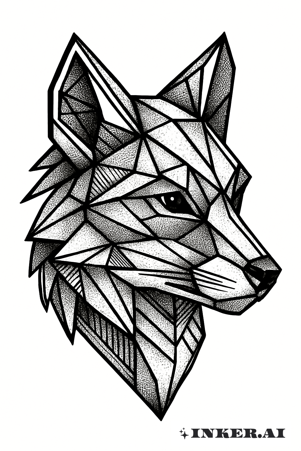 Profil de Visage de Renard Géométrique Symétrique