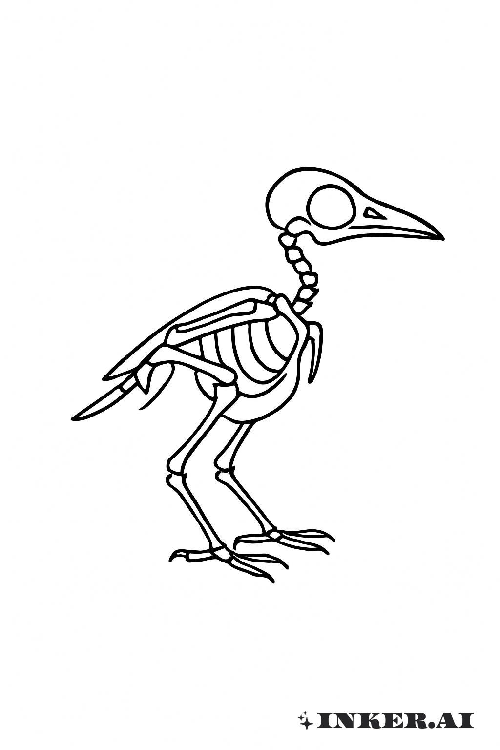 Bare Bones Bird Skeleton Silhouette