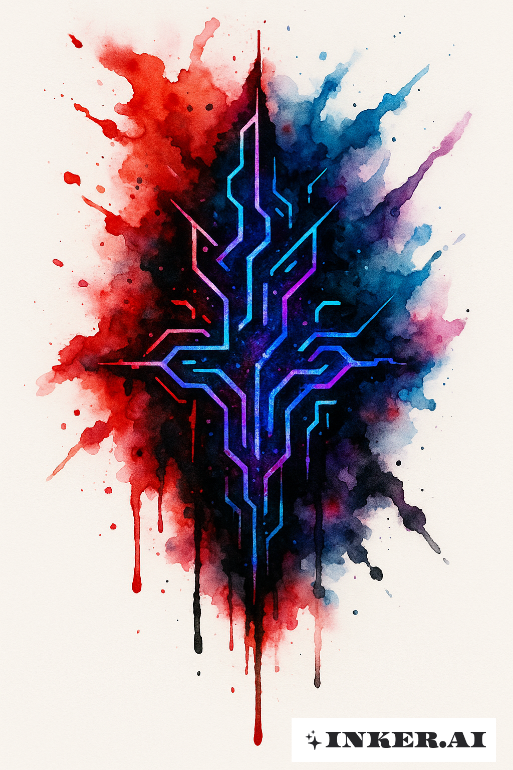 Bleeding Cyber Sigilism Ink Splatter