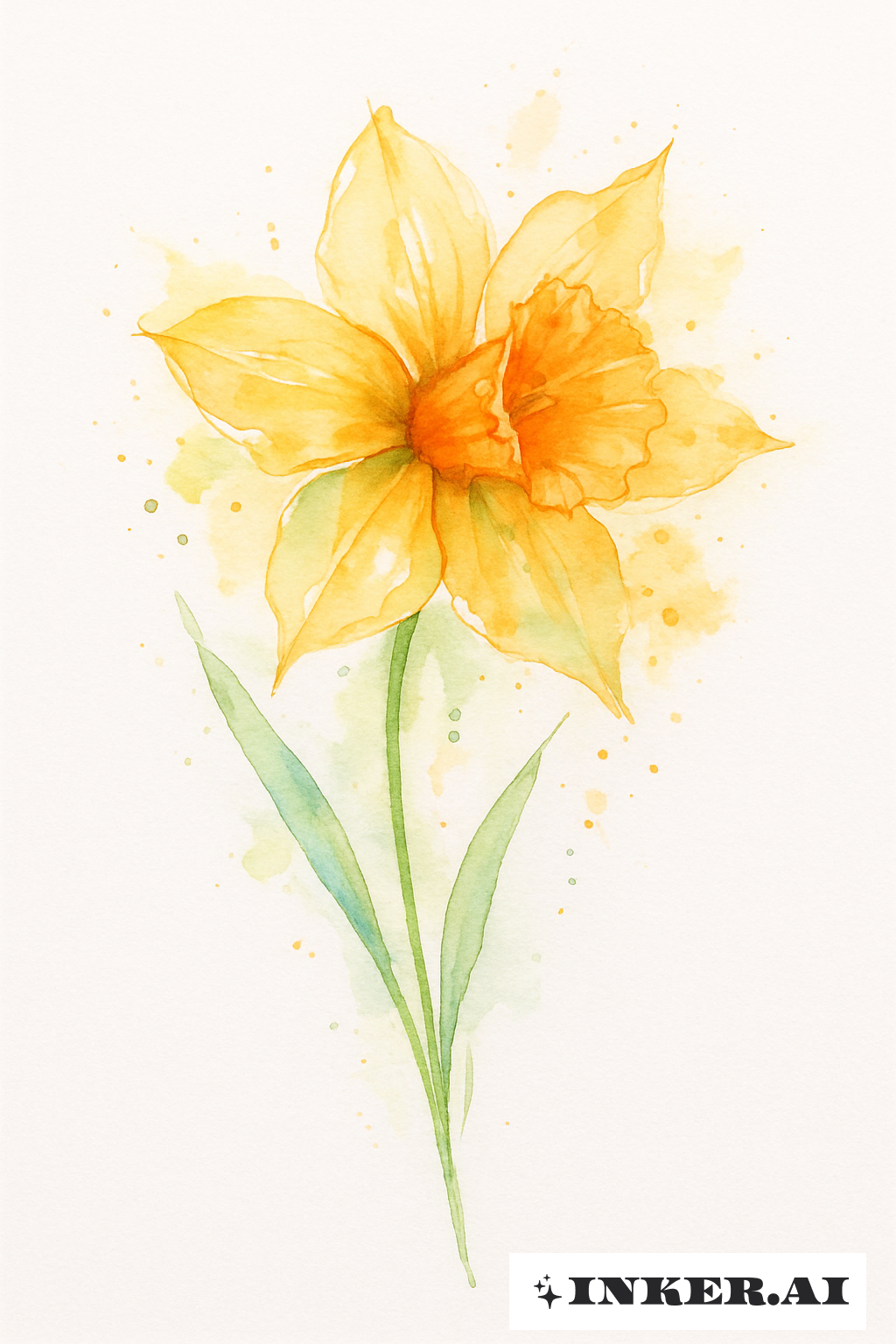 Éclaboussure Aquarelle Abstraite Jonquille