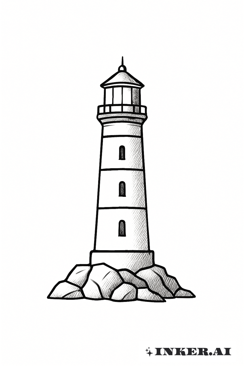 Simple phare noir et blanc sur un rocher