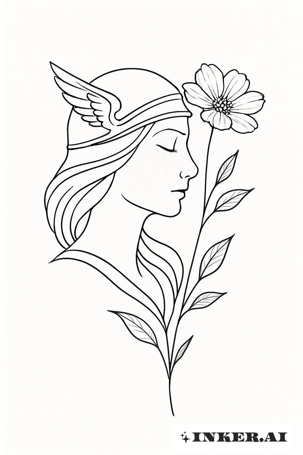 Valkyrie's Profile With A Wildflower