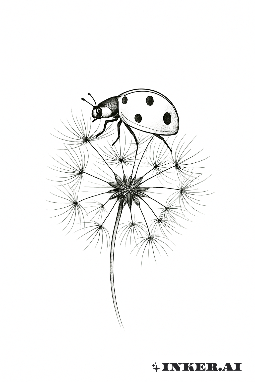 Ladybug On A Dandelion Wish