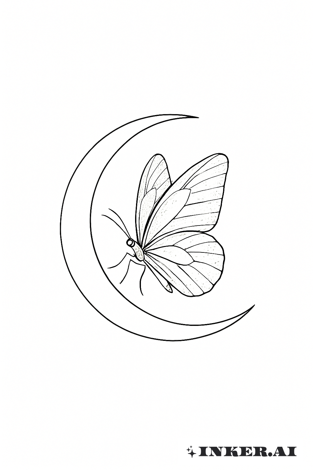 A Butterfly Resting On A Crescent Moon