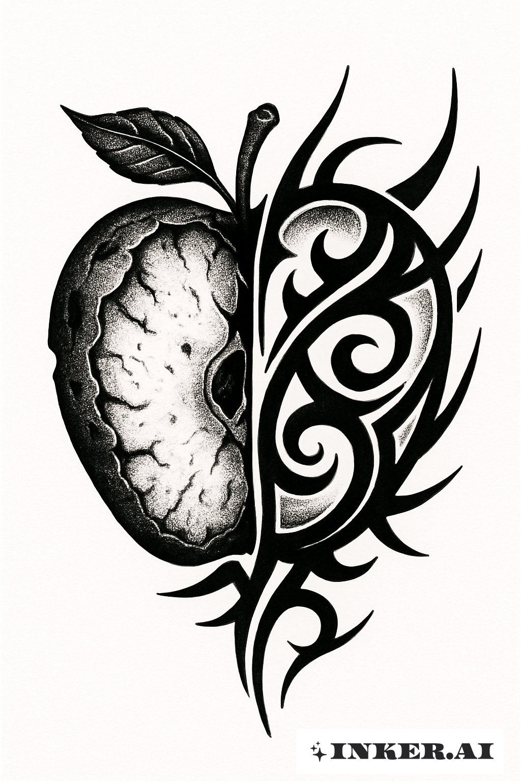 A Split Bad Apple with a Tribal Pattern