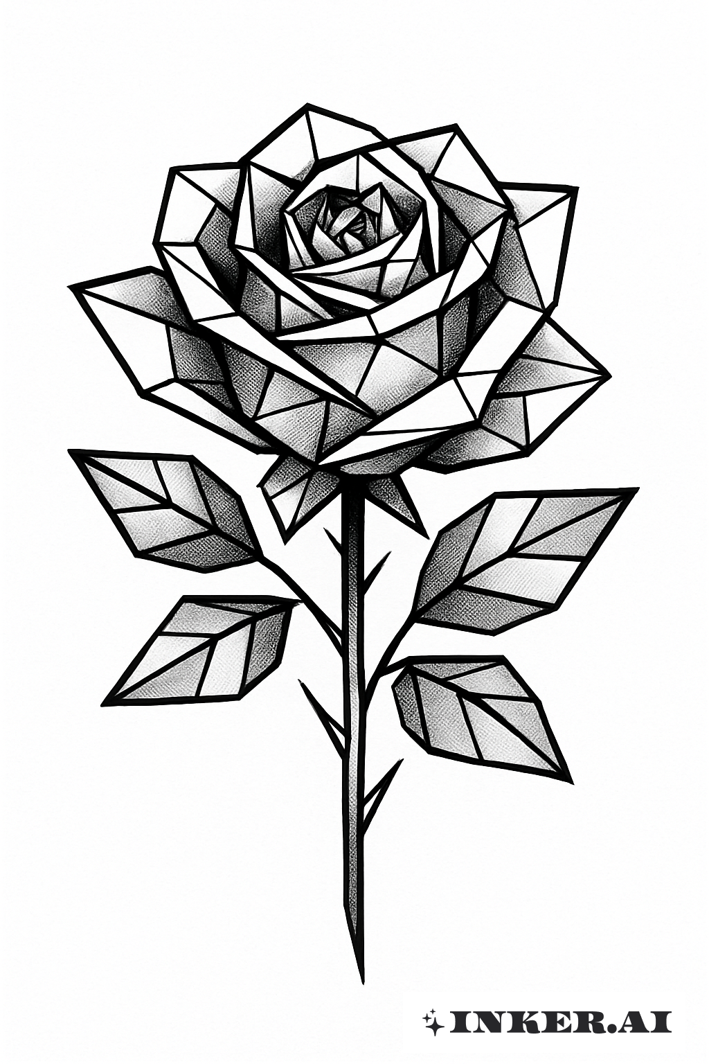 Low-Poly Black Rose In Bloom