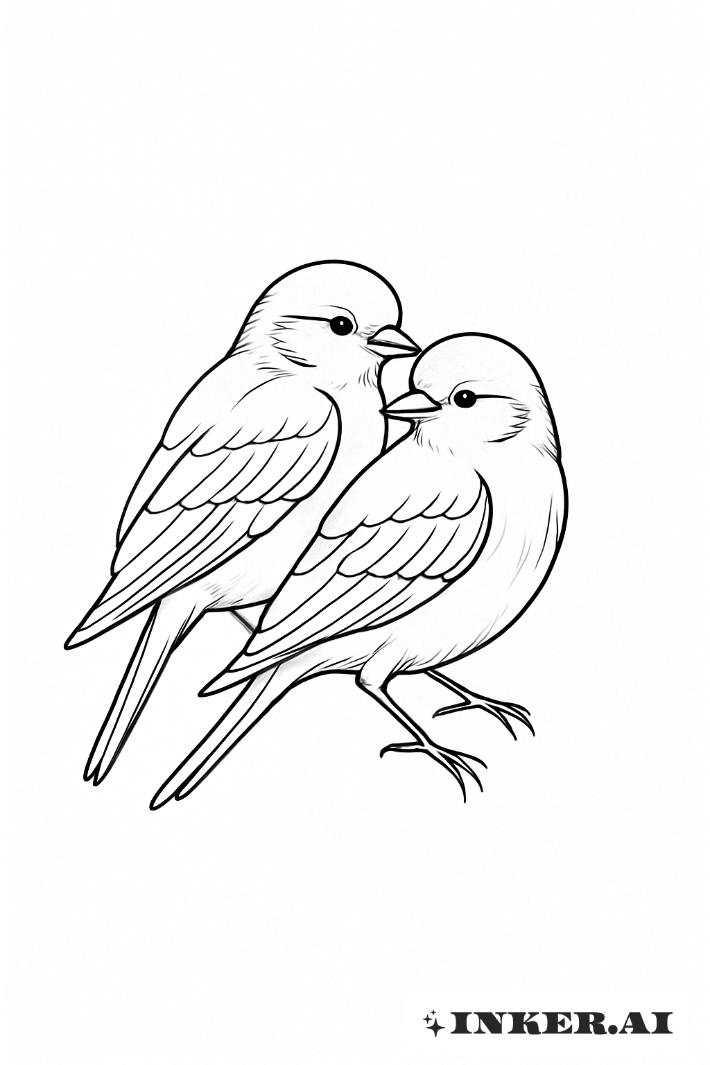 Intertwined Fine Line Sparrow Couple