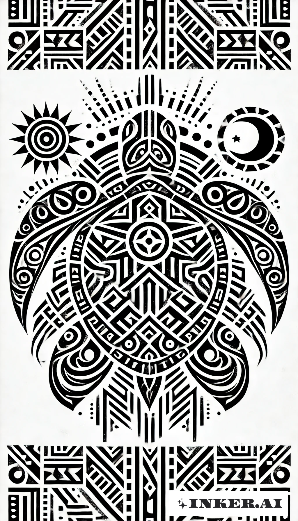 太陽と月を背負う部族の亀