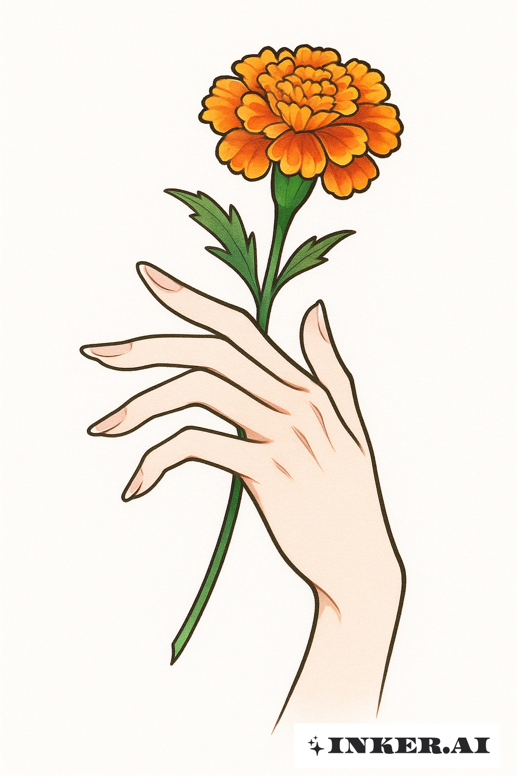 A Hand Offering A Vibrant Marigold