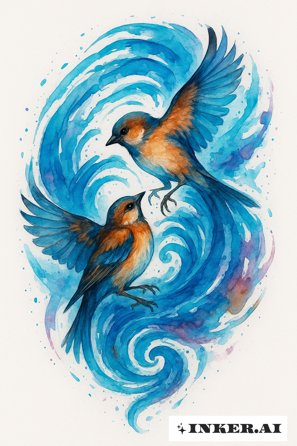 Two Sparrows In A Watercolor Hurricane