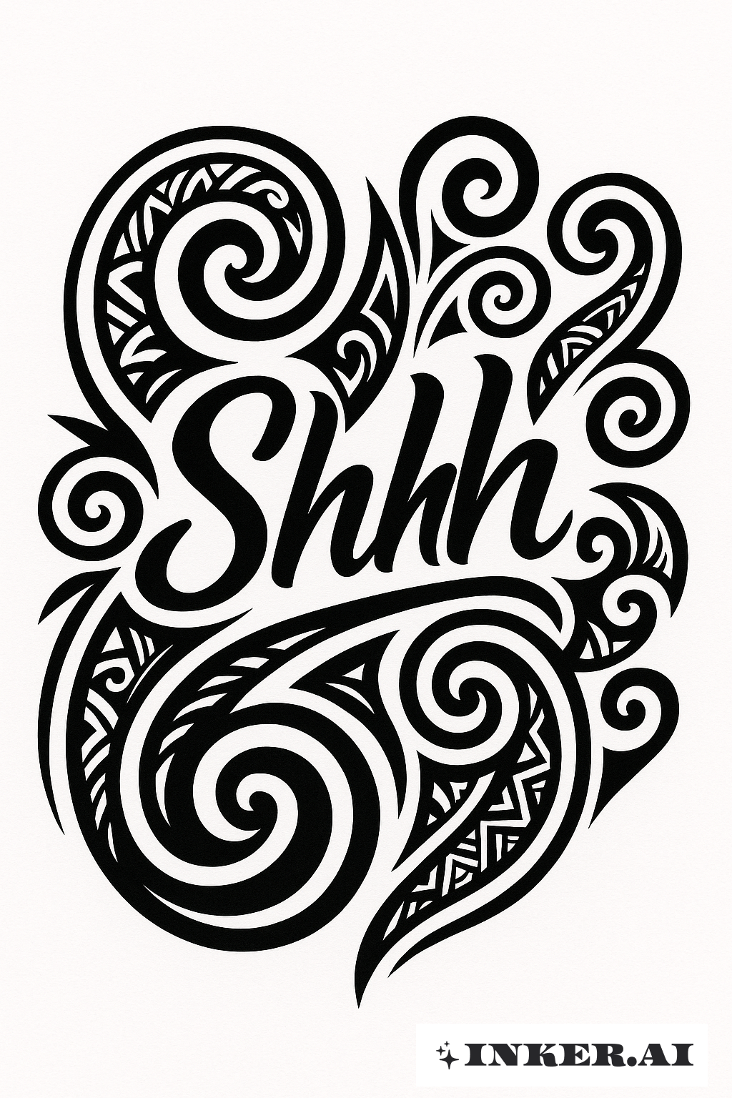 A Stylized Shhh With Maori Koru