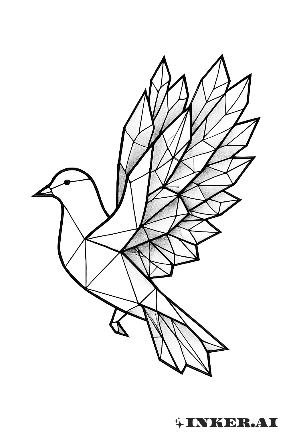 Colombe Géométrique avec Ailes Cristallines