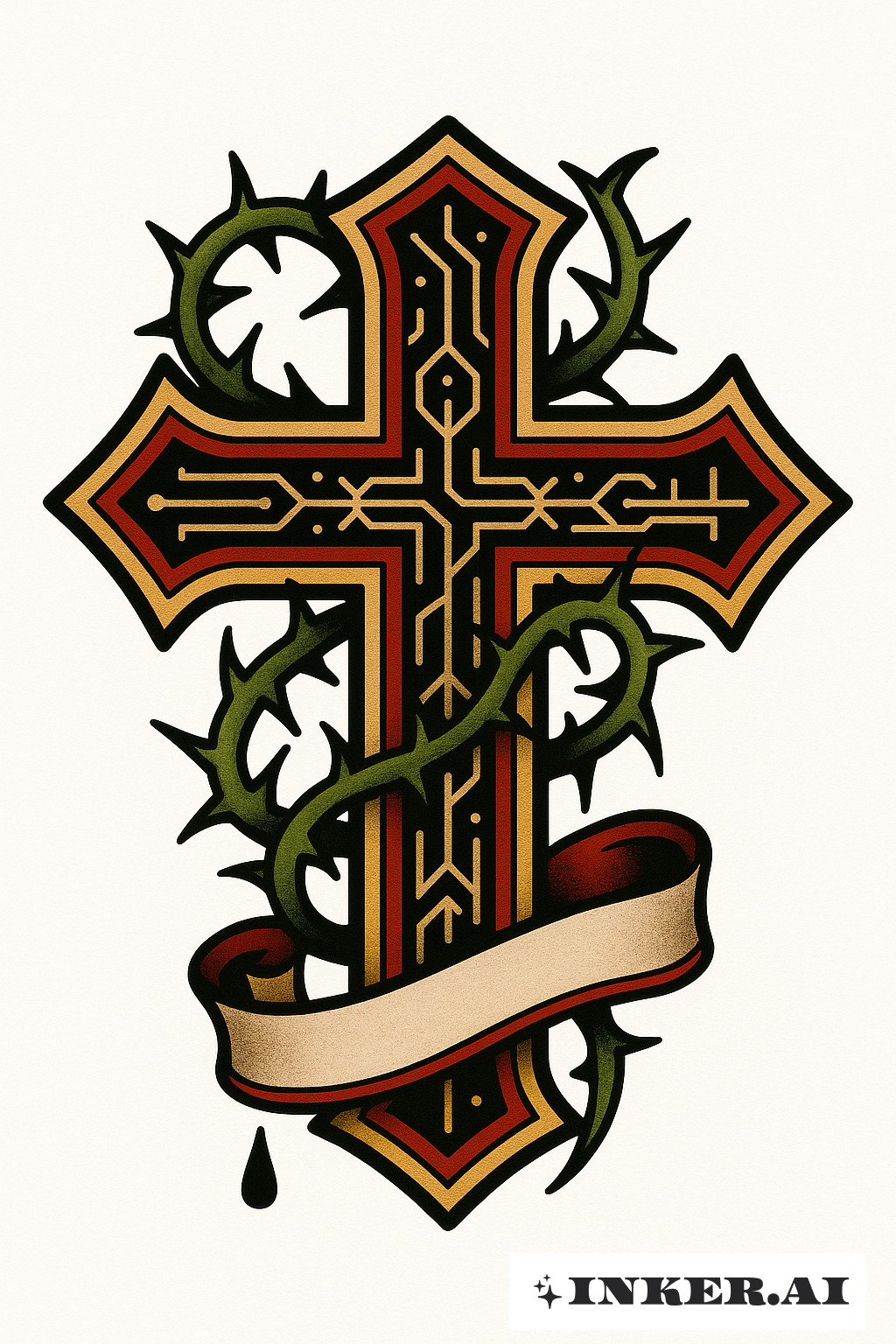 Sacred Cyber Sigilism Cross With Thorns
