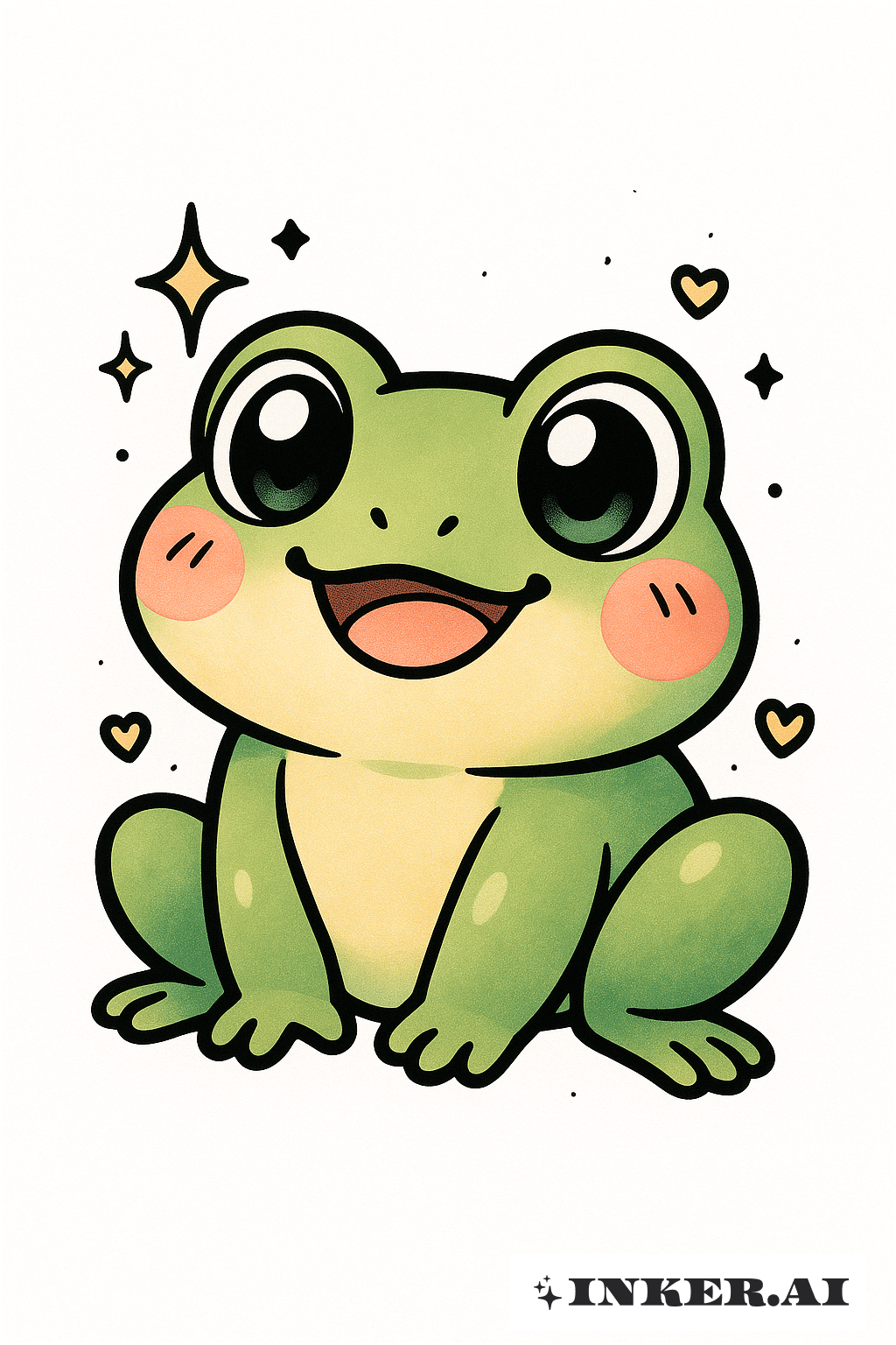 Adorable Grenouille de Dessin Animé avec de Gros Yeux Expressifs