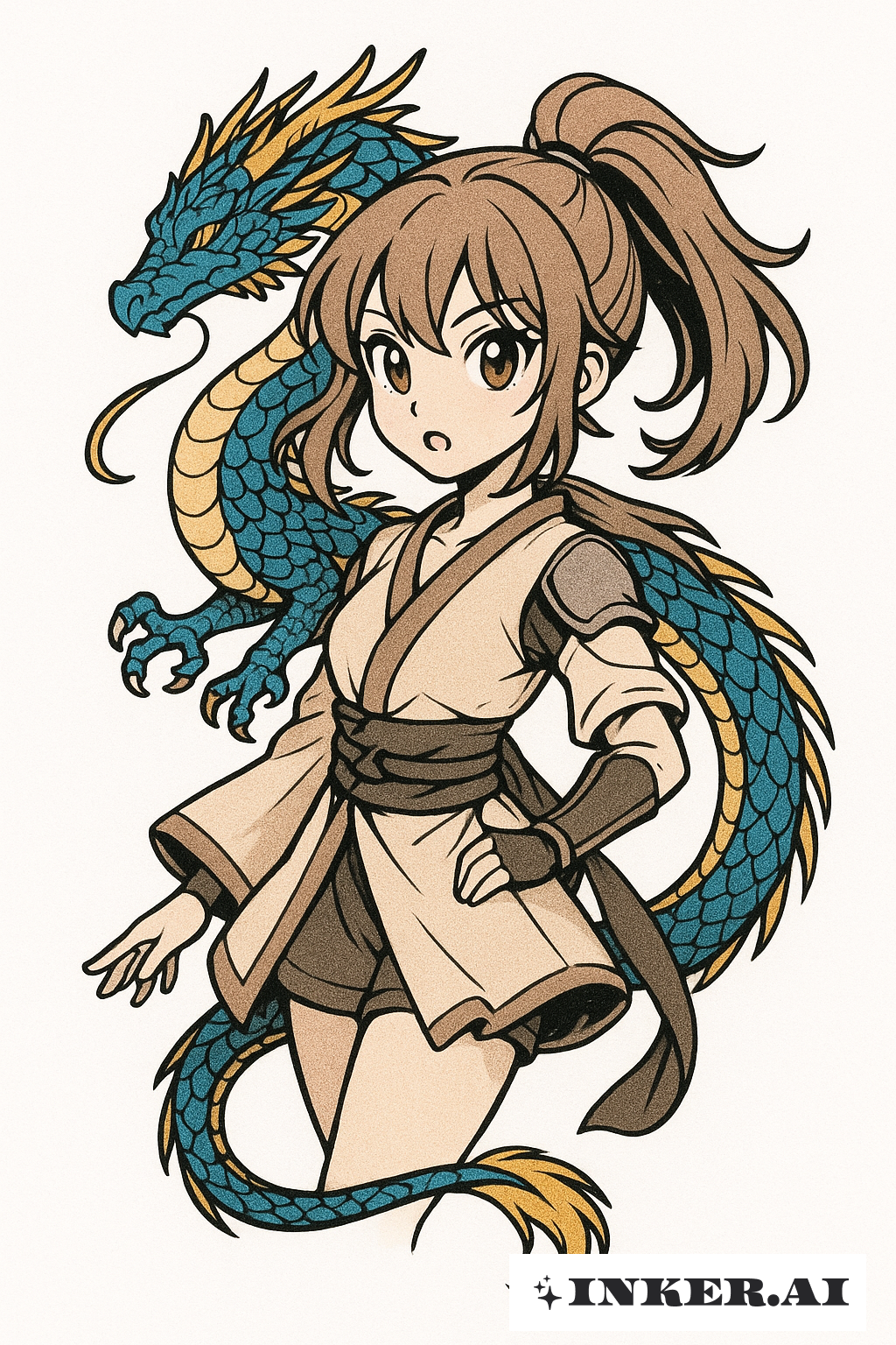 La Fille avec le Dragon Perché sur son Épaule