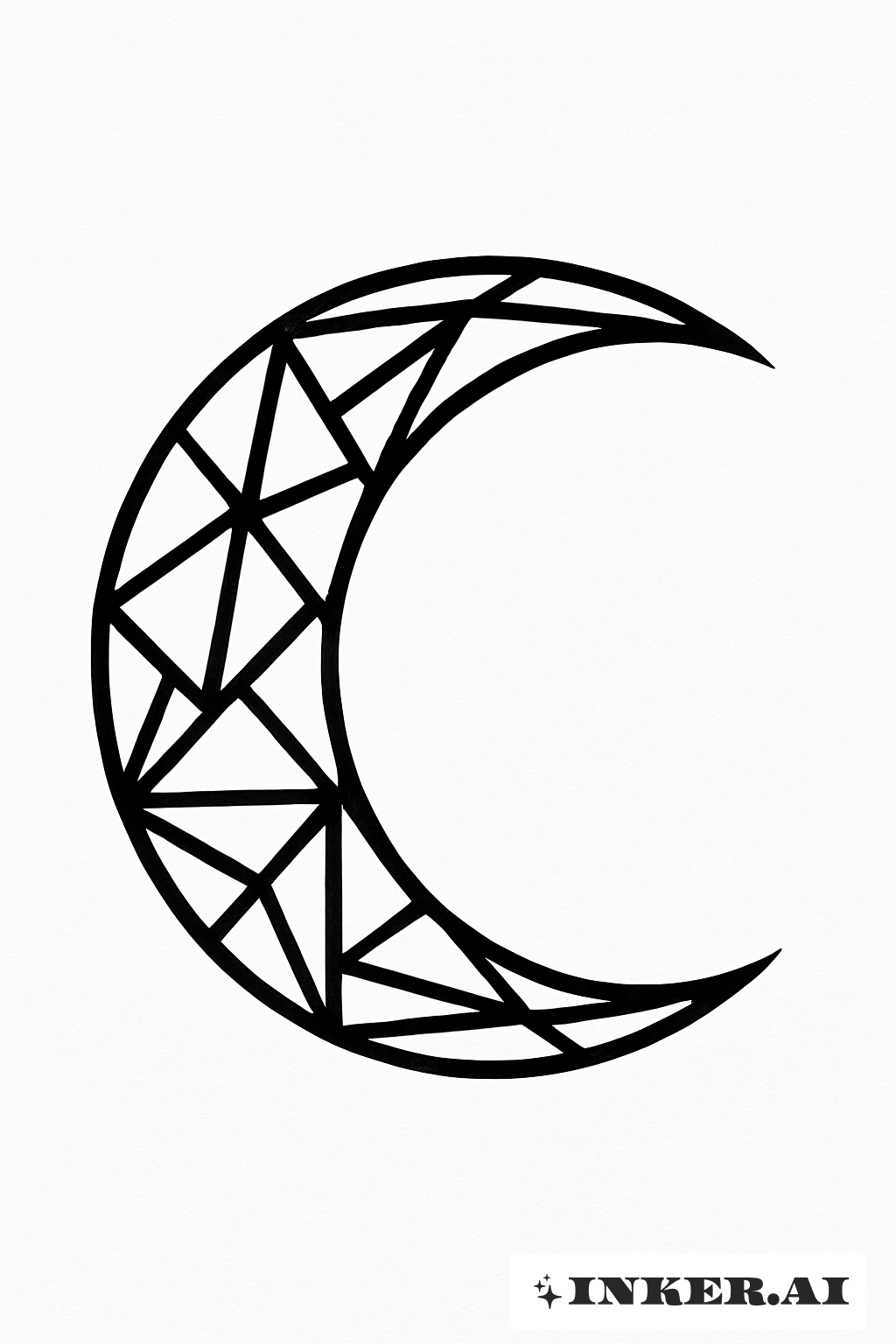 Abstract Lines Forming A Crescent Moon