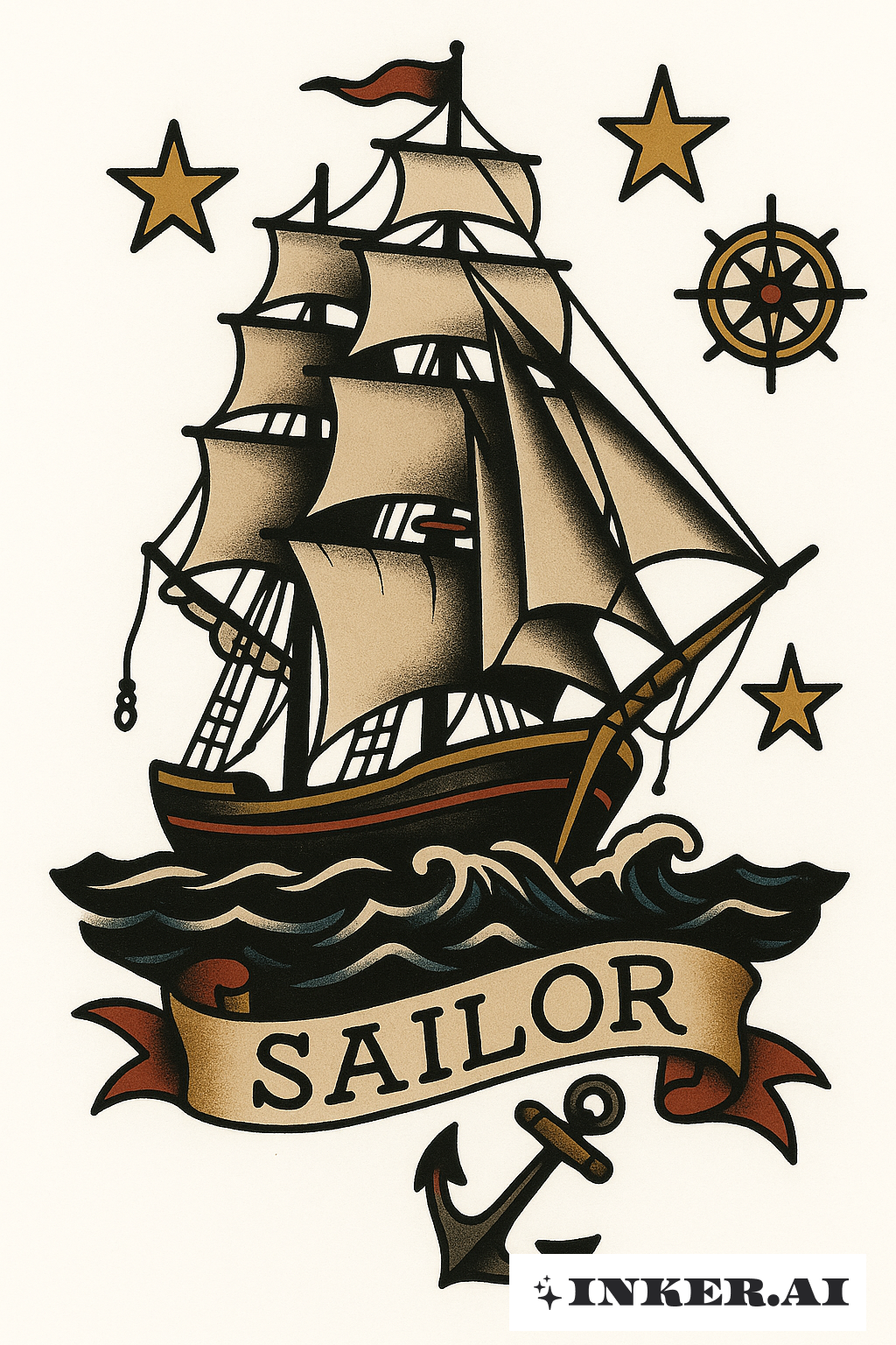 정전의 바다에서 항해하는 배