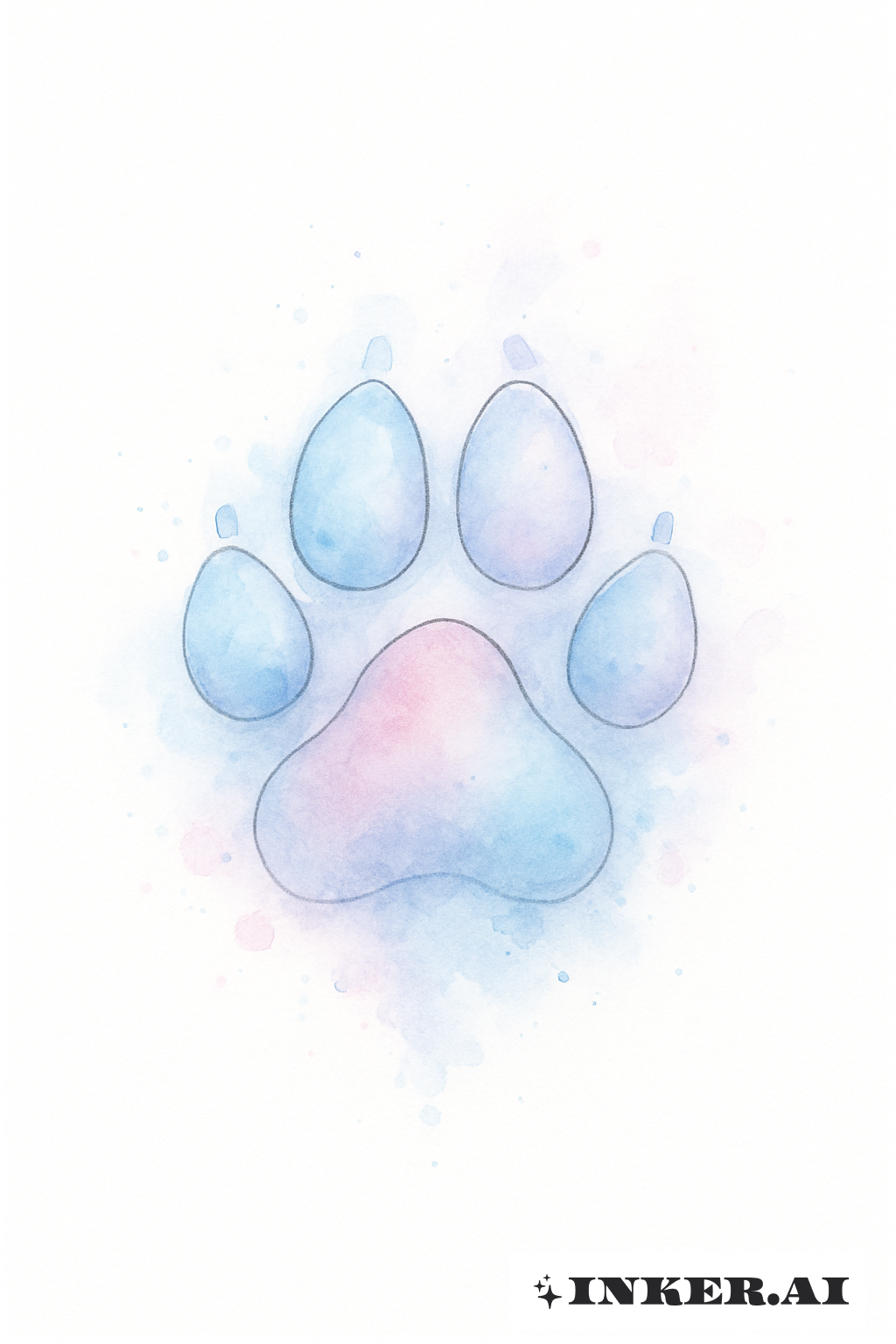 Une Patte de Chien Aquarelle Évanescente dans la Brume