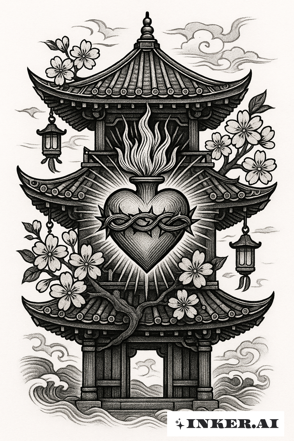 Le Cœur Sacré au Sein d'un Temple Japonais