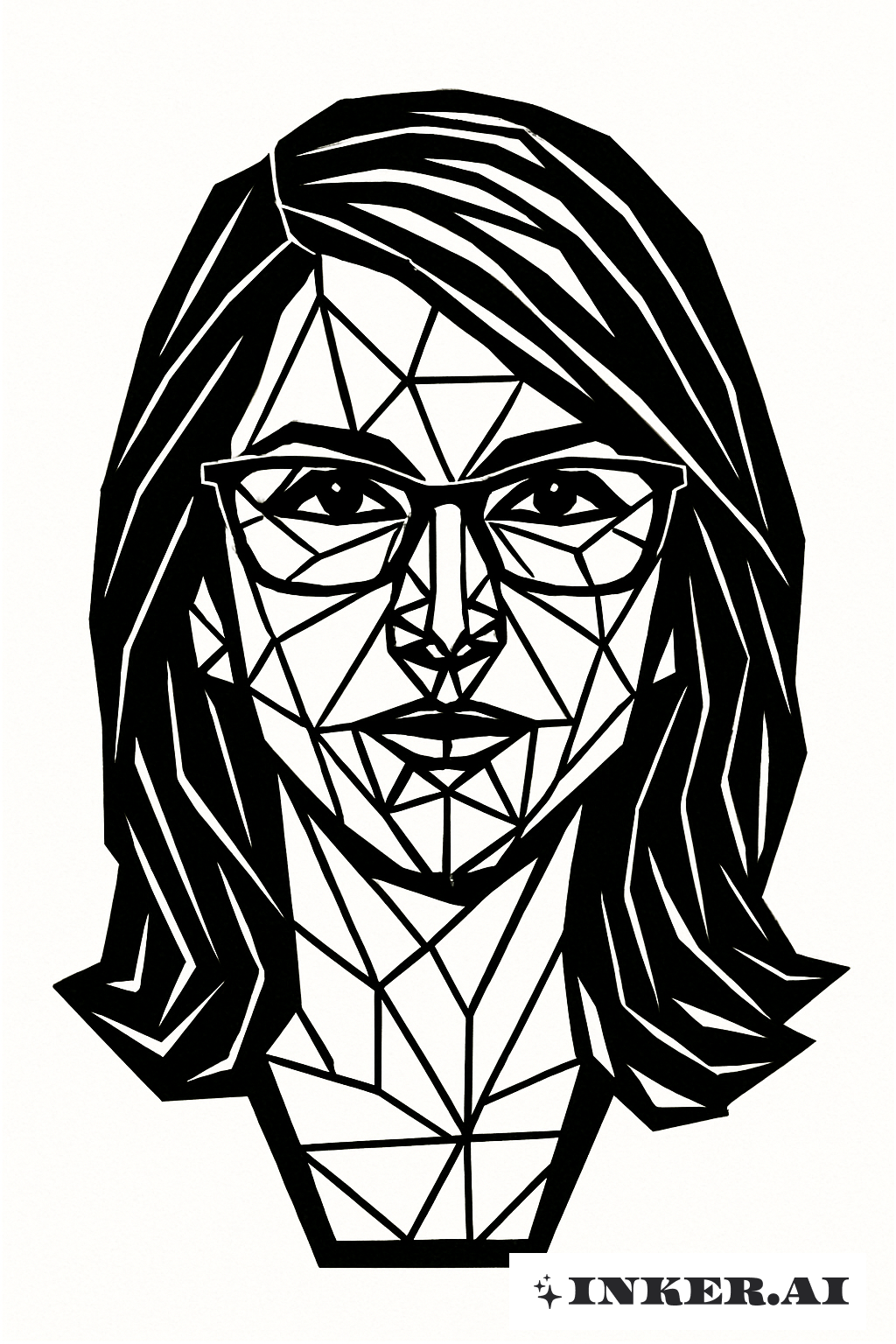 由幾何圖形組成的羅倫·波伯特肖像