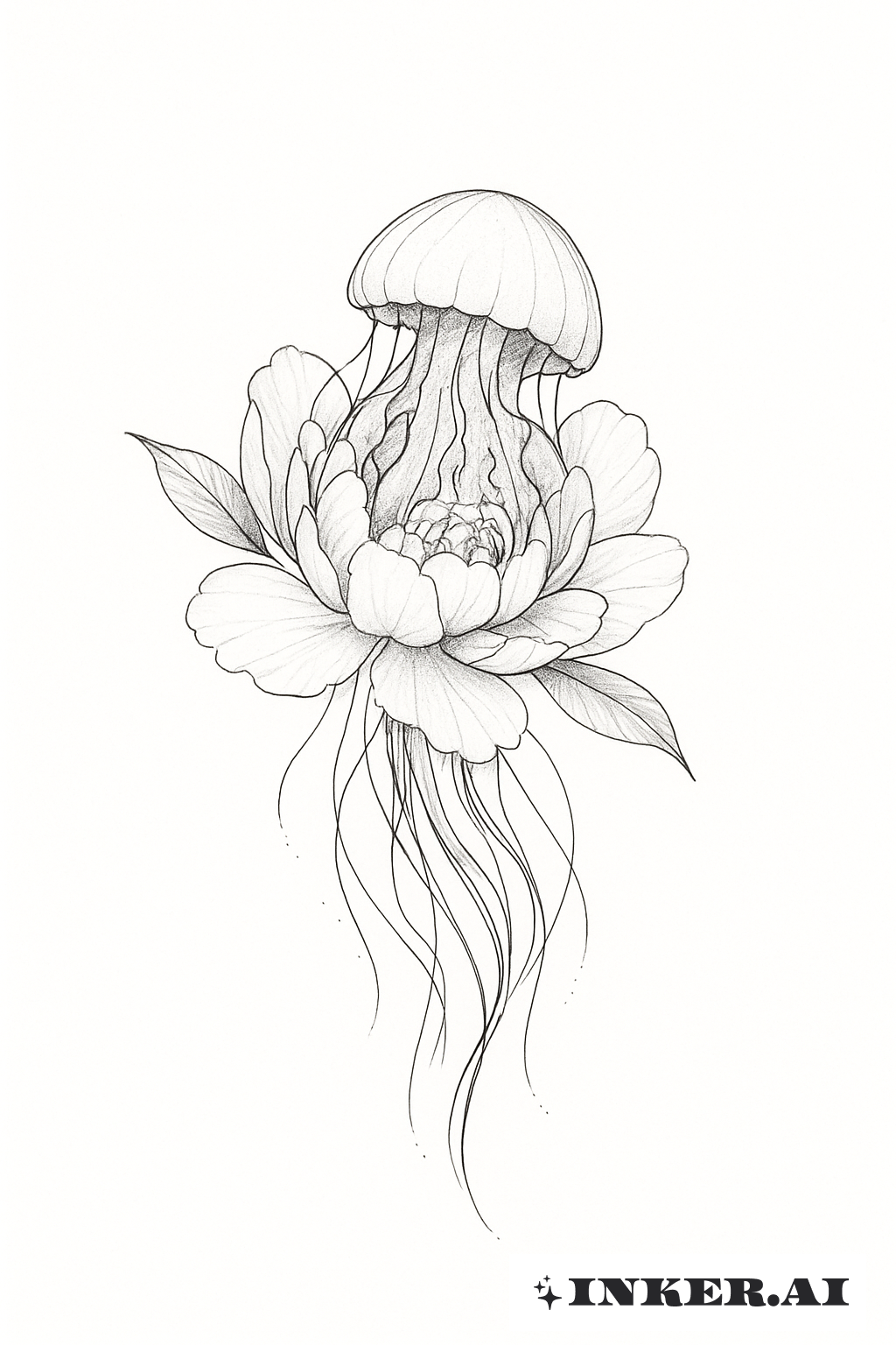 Méduse Émergeant D'une Fleur de Pivoine
