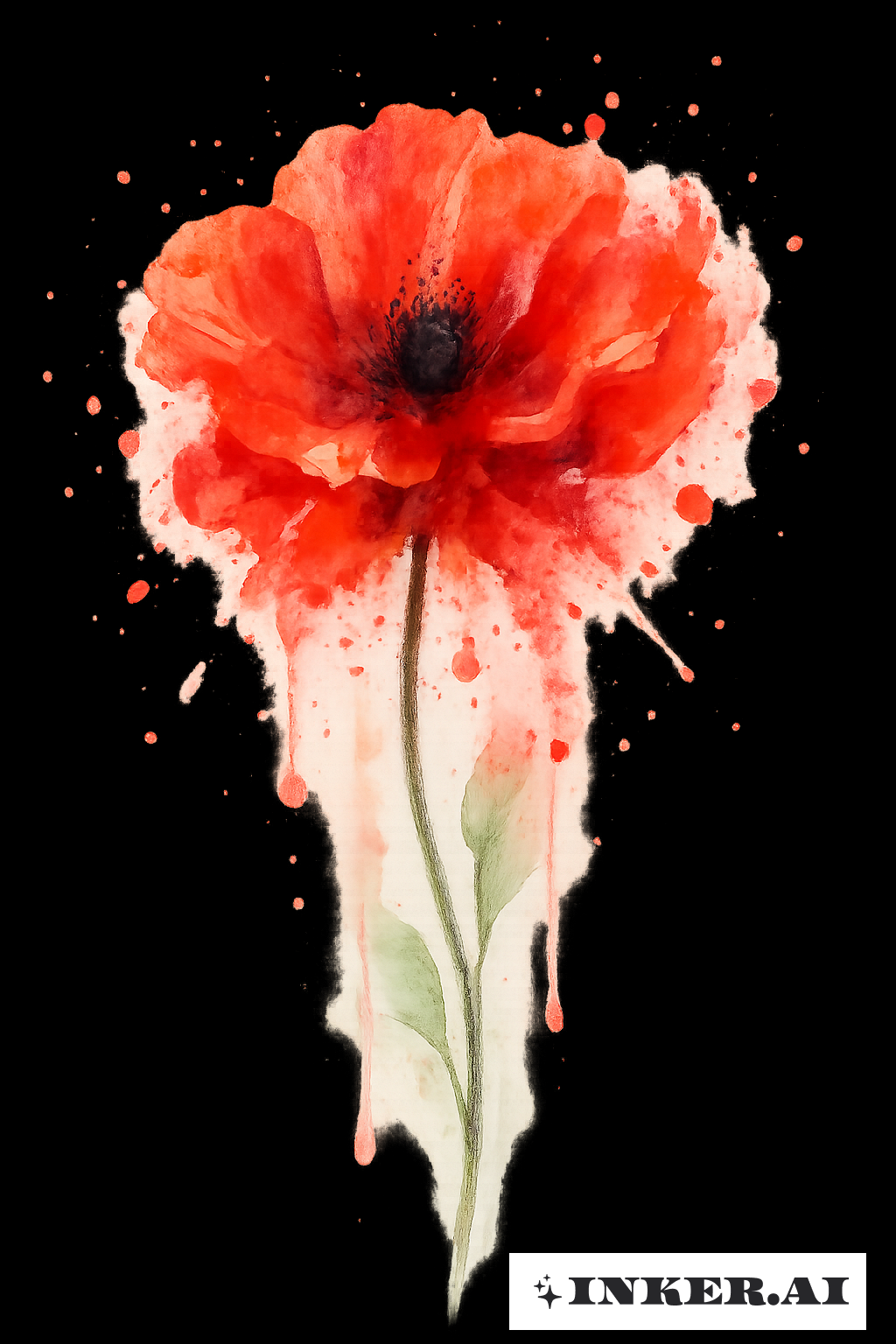 Mohn aus rotem Farbspritzer geformt