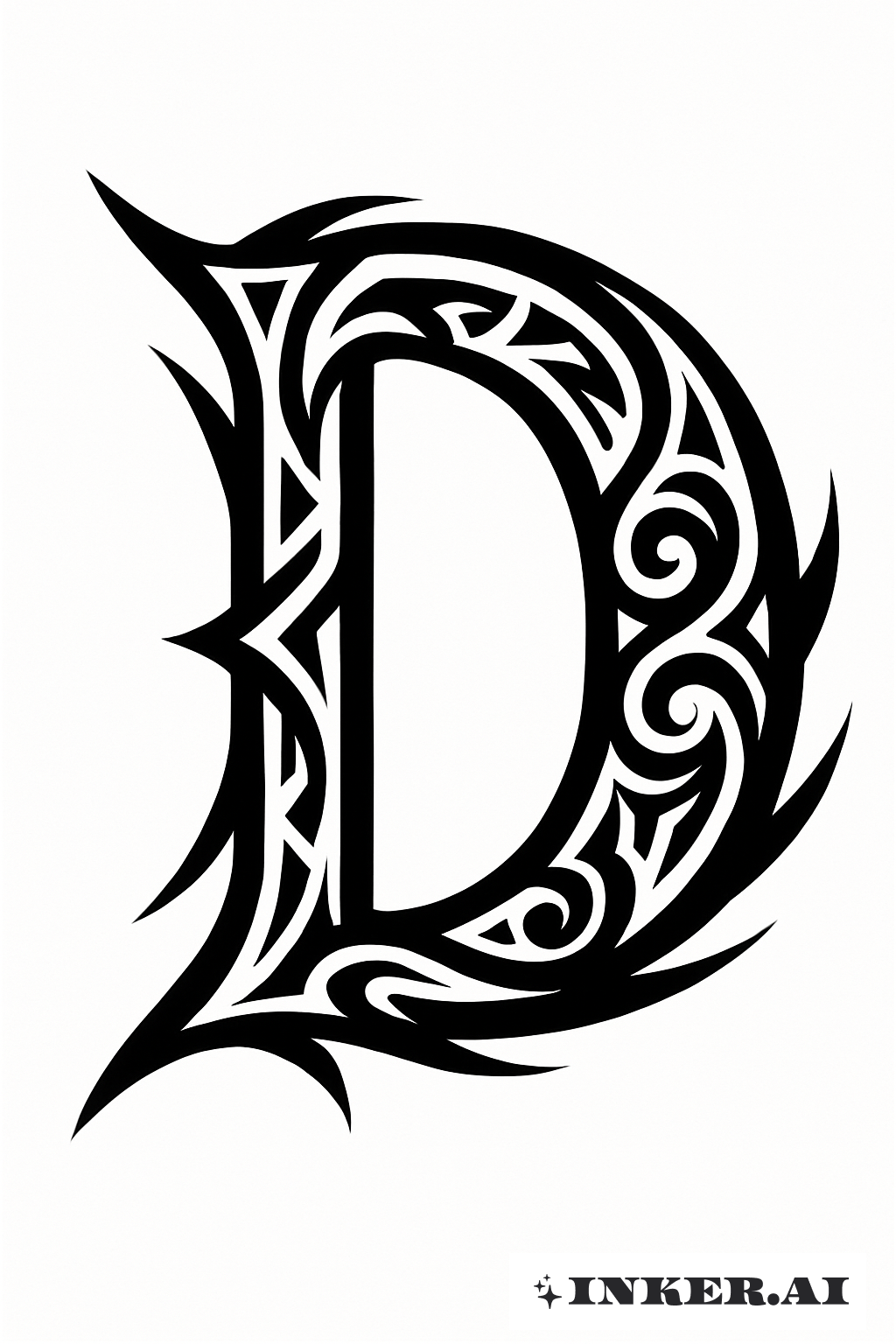 大胆なトライバルパターンが描くワンピース「D」