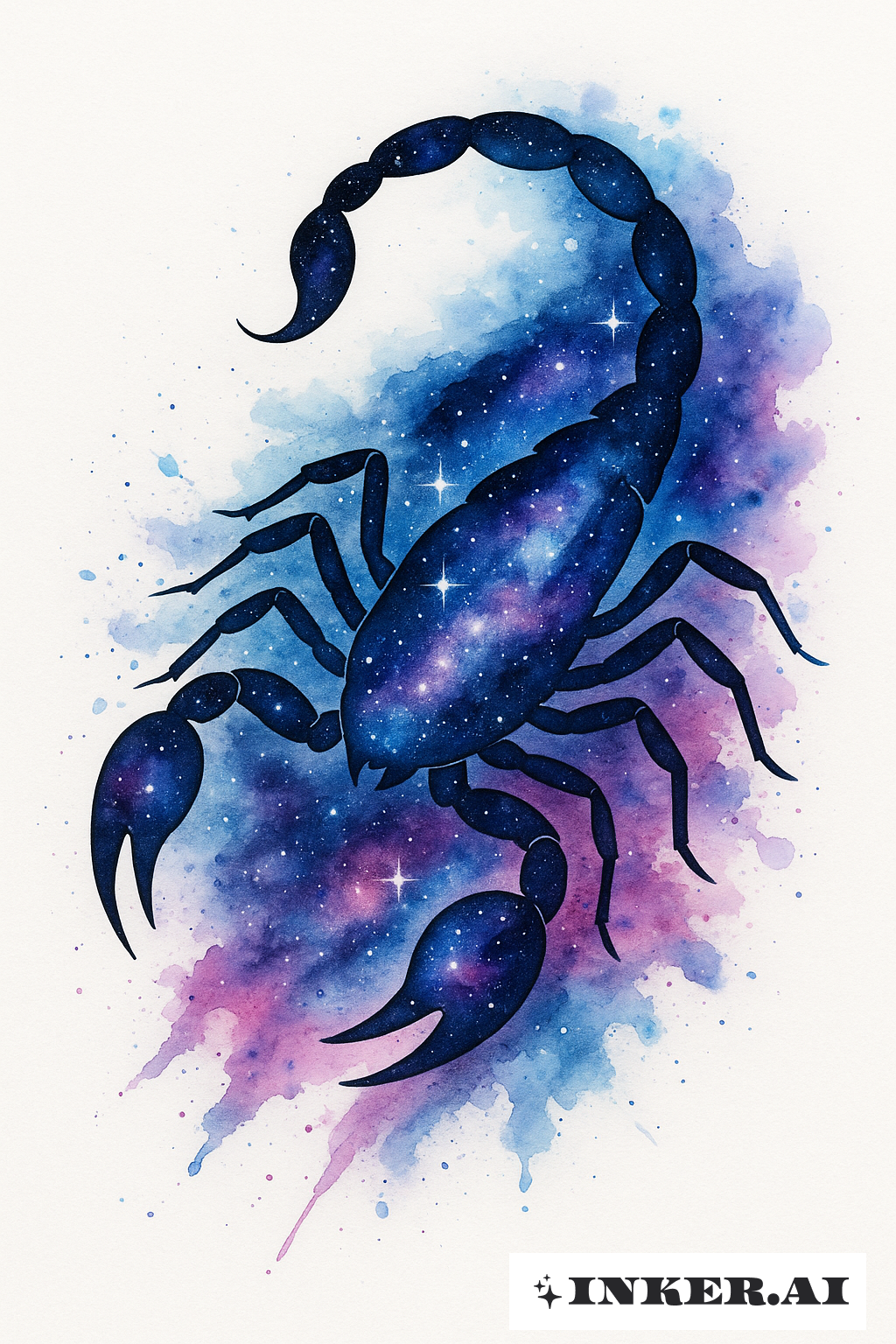 Scorpio's Watercolor Galaxy Silhouette