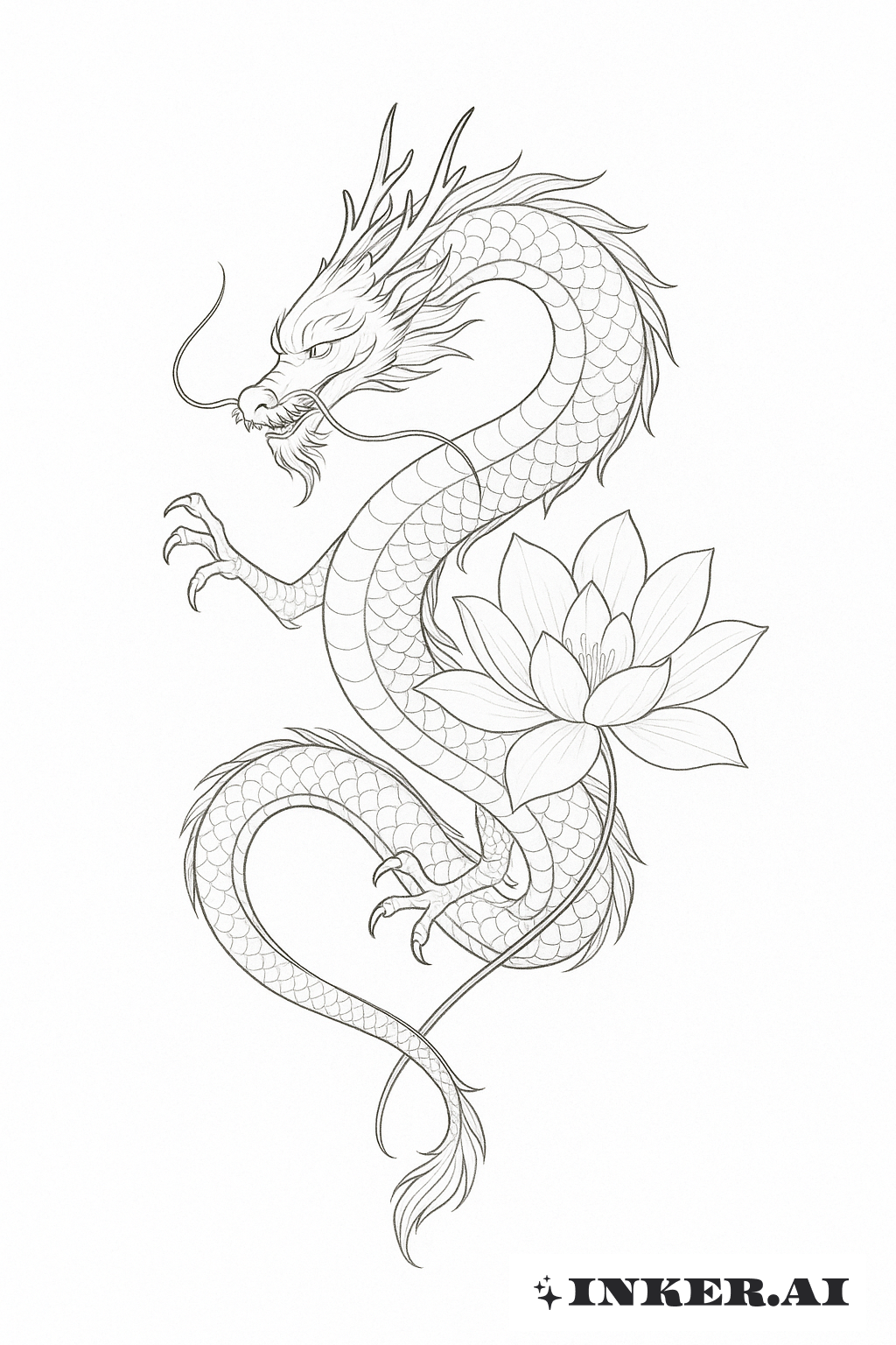 精緻日式龍及蓮花