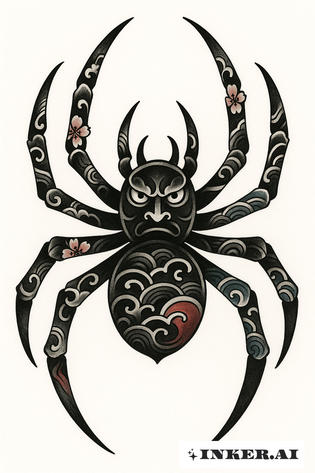 Tatuaje de estilo Irezumi de la Araña de la Tropa Fantasma