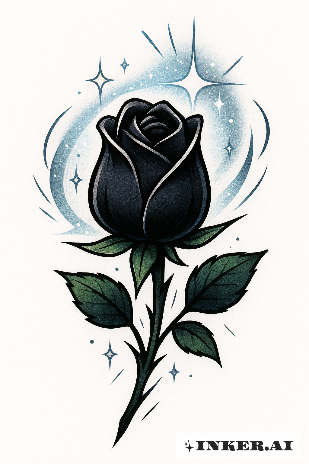 Black Rose Bud With A Glimmering Aura