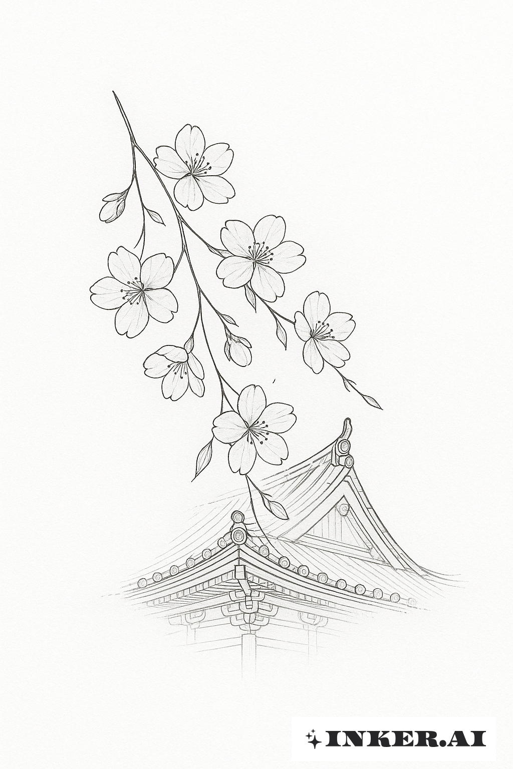 寺院を彩る繊細な桜の舞い