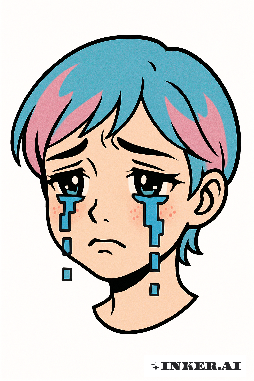 ピクセル涙を流す悲しいZ世代の顔