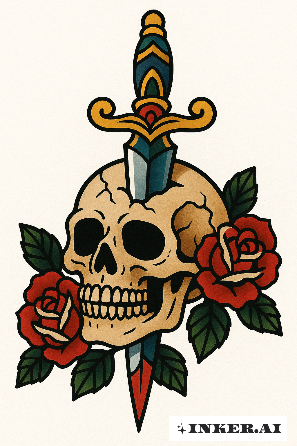 Old School Totenkopf With A Dagger