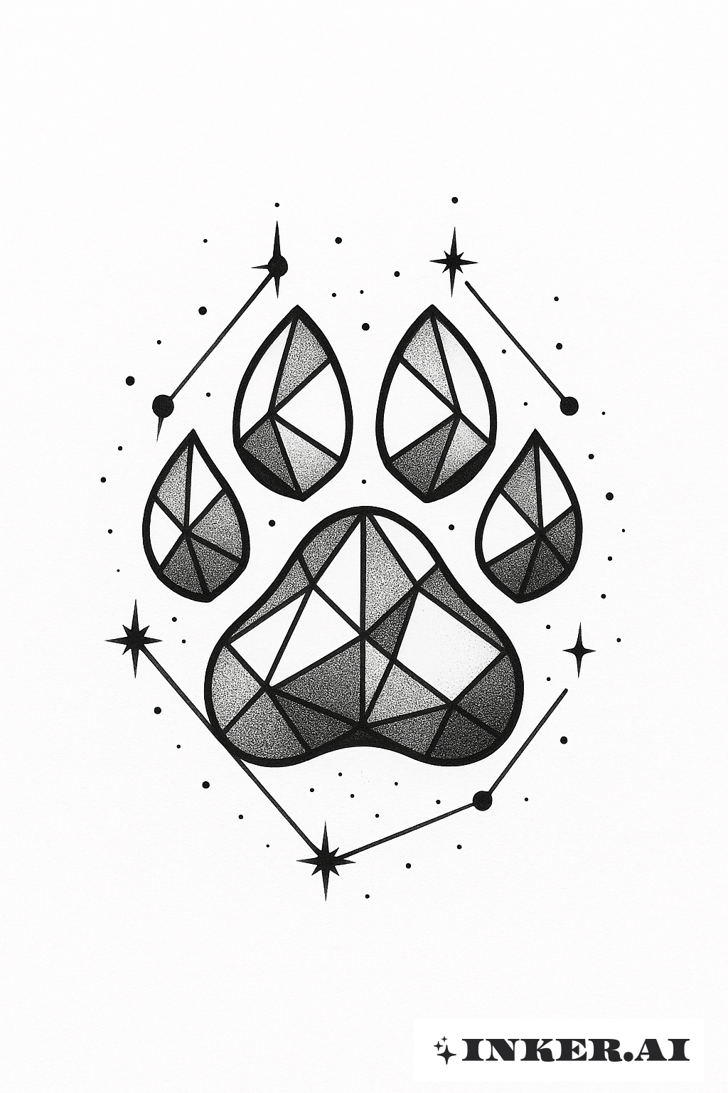 Patte de Chien Géométrique Abstraite et Constellation