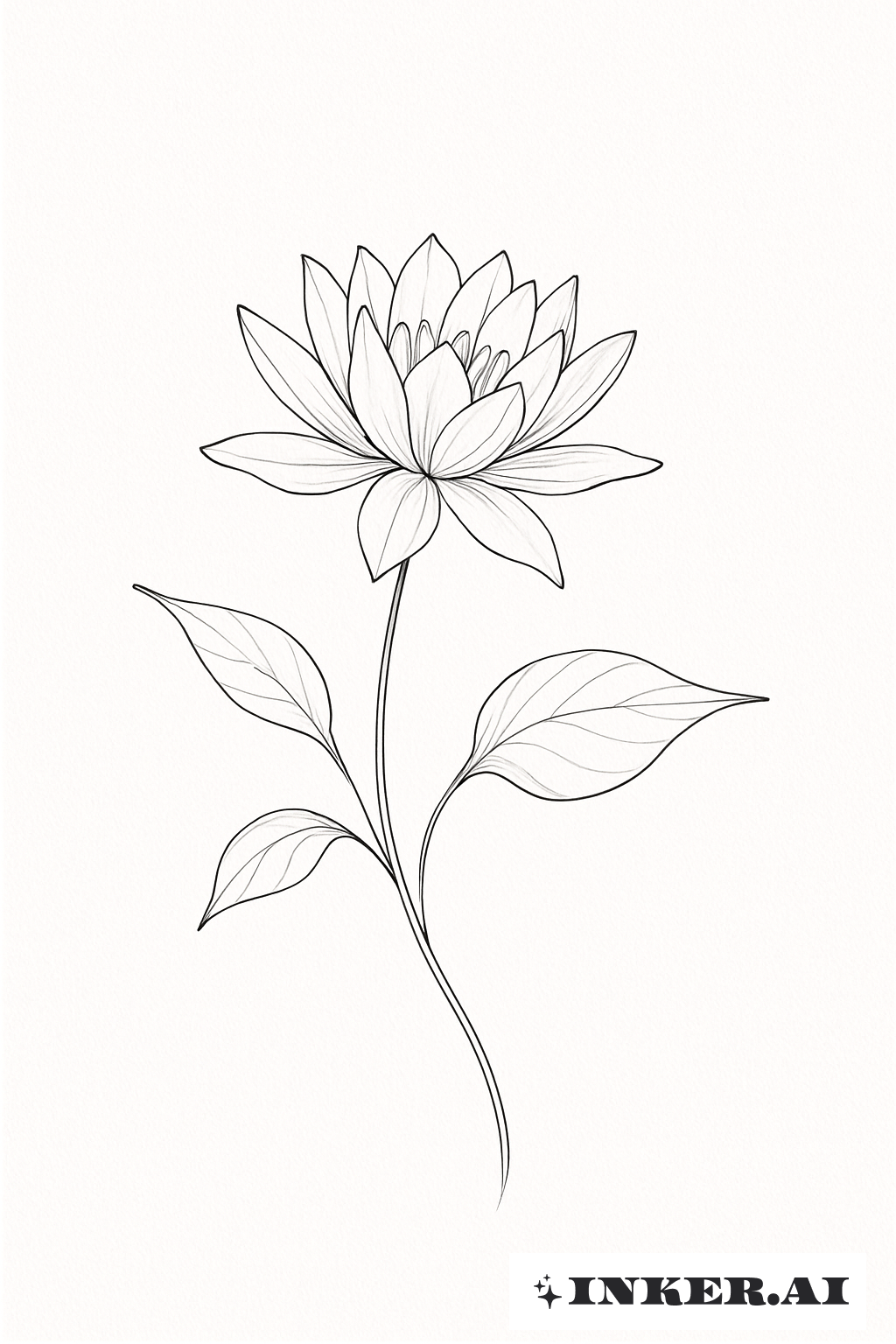 Delicate Fine Line Water Lily