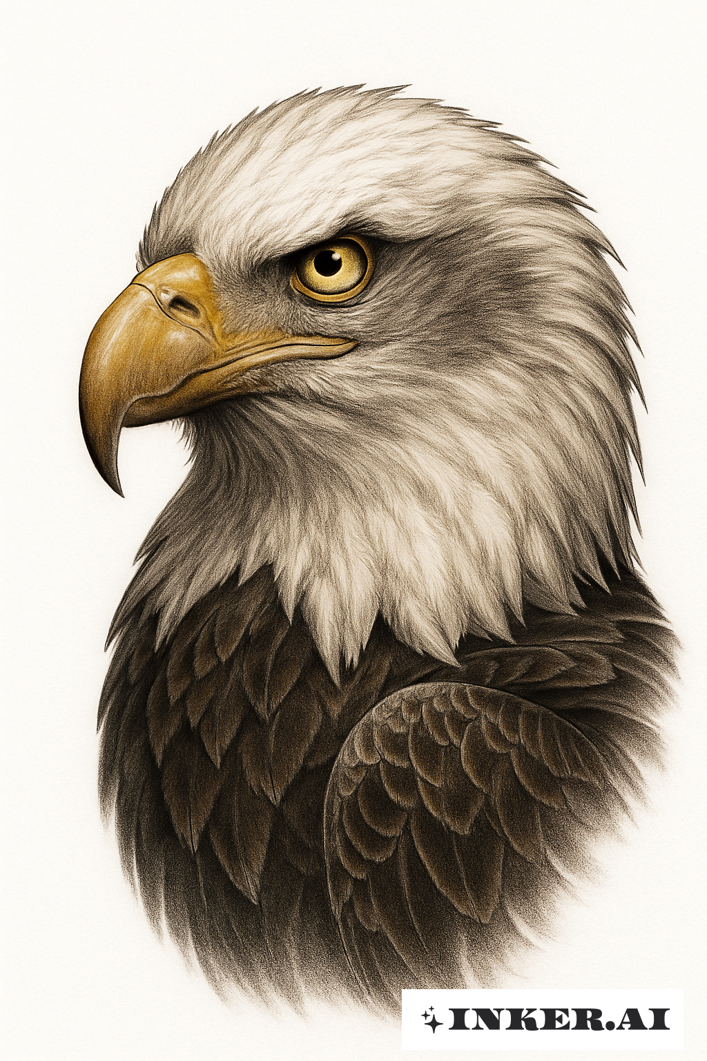 Retrato Fotorrealista de Águia-careca