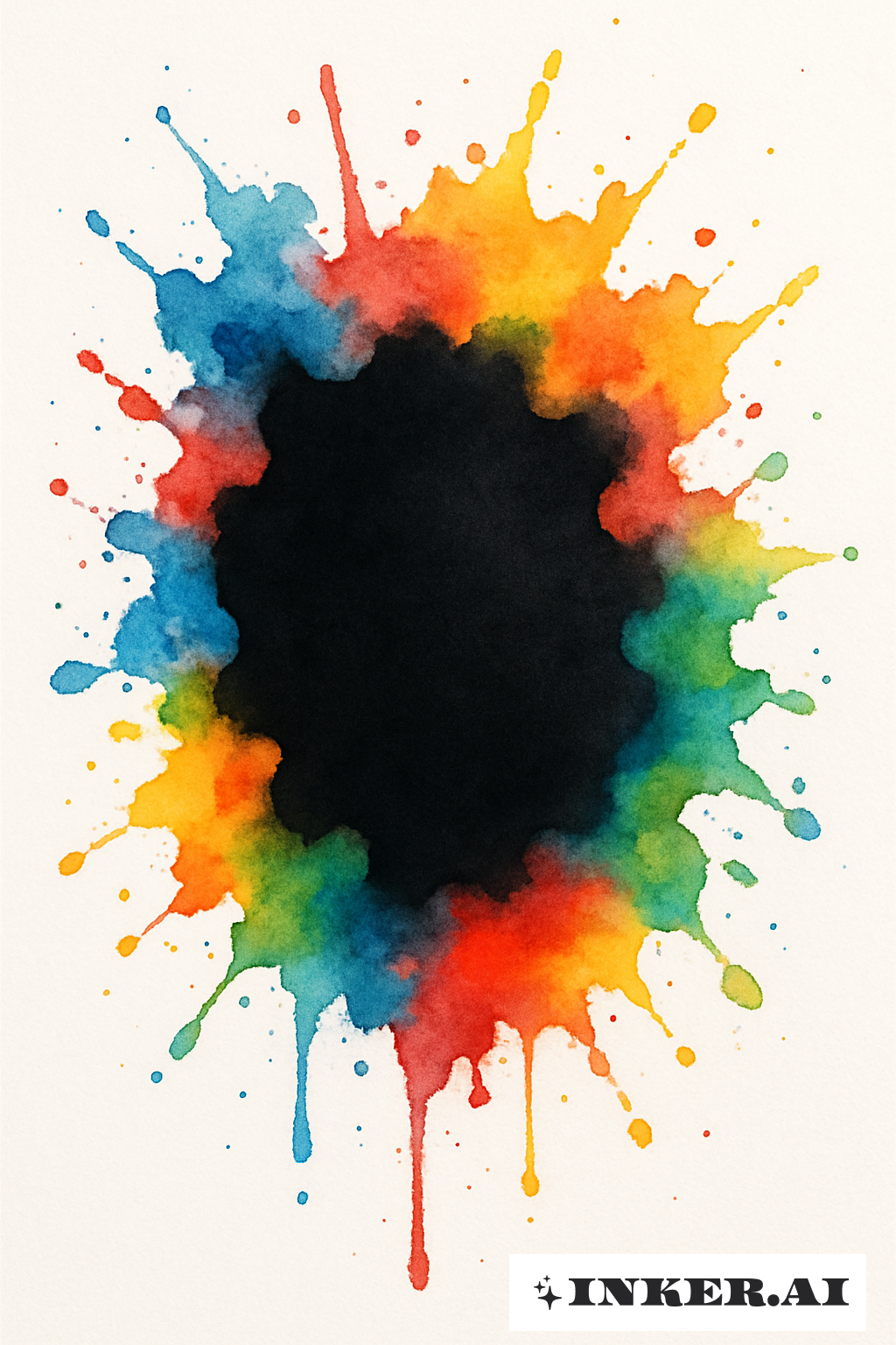 블랙아웃 주변의 컬러풀한 스플래터