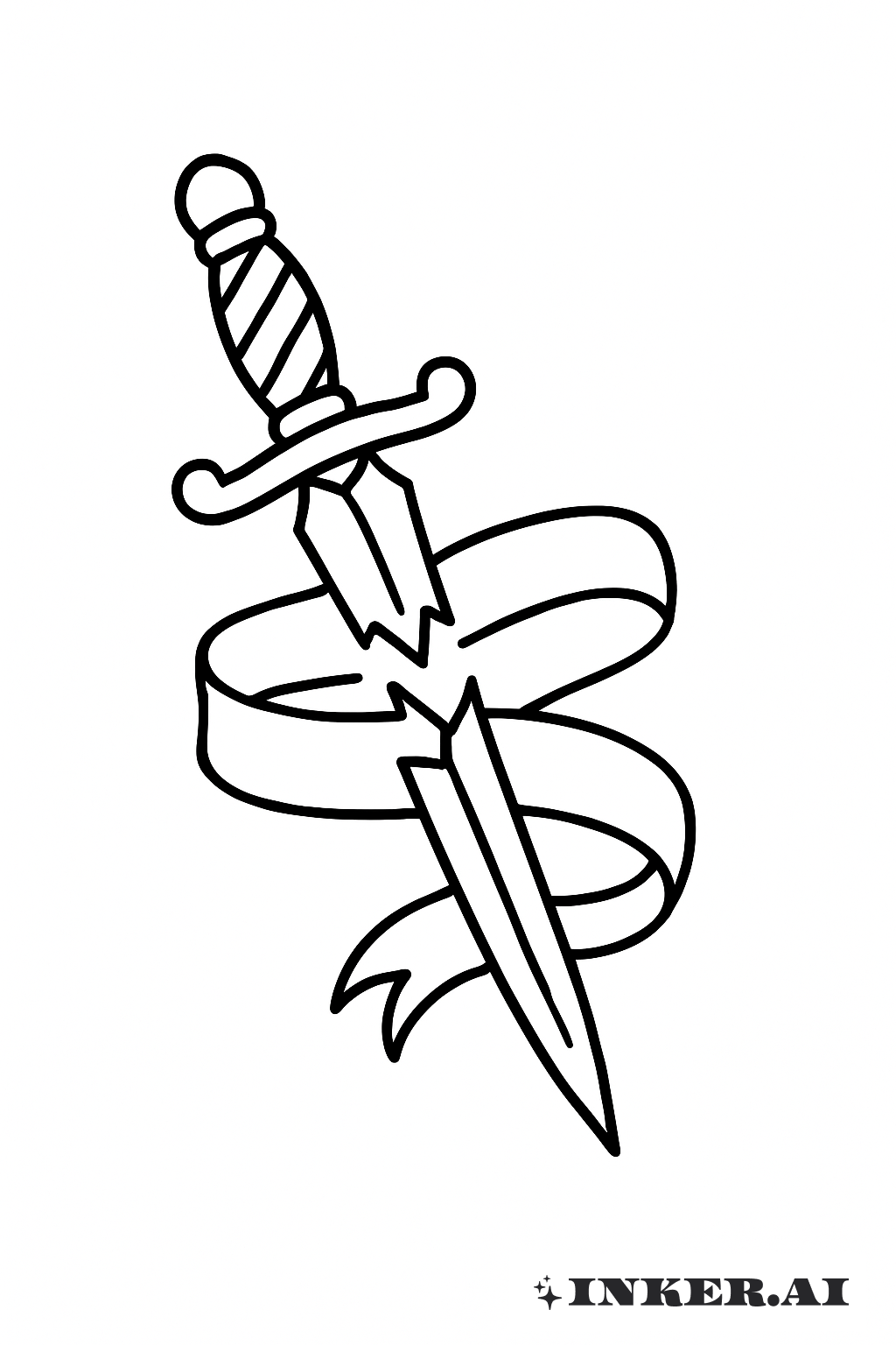 Einfacher Gebrochener Dolch mit Banner