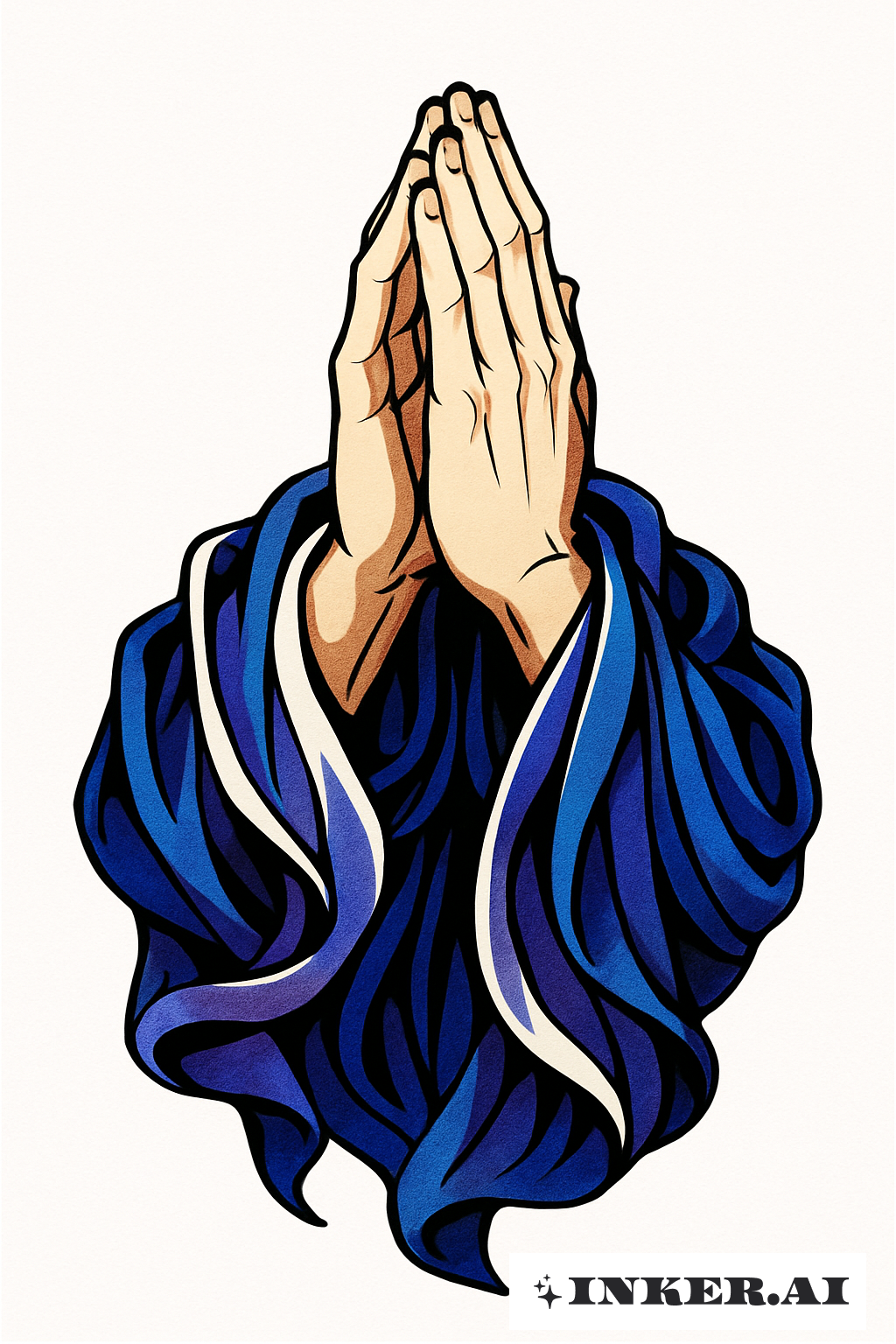 Praying Hands with Flowing Cel-Shaded Robes