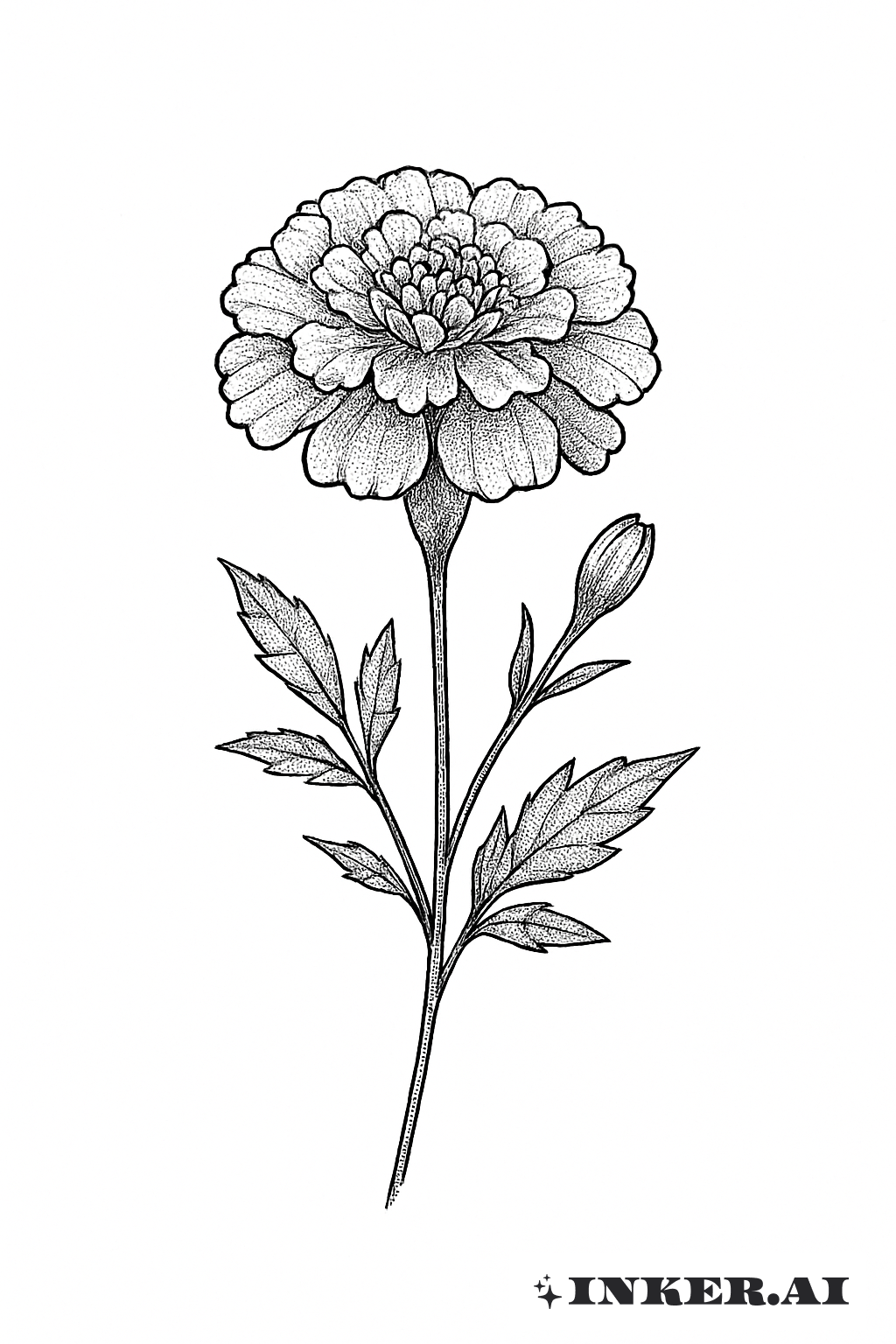 Stippled Shading Black Marigold