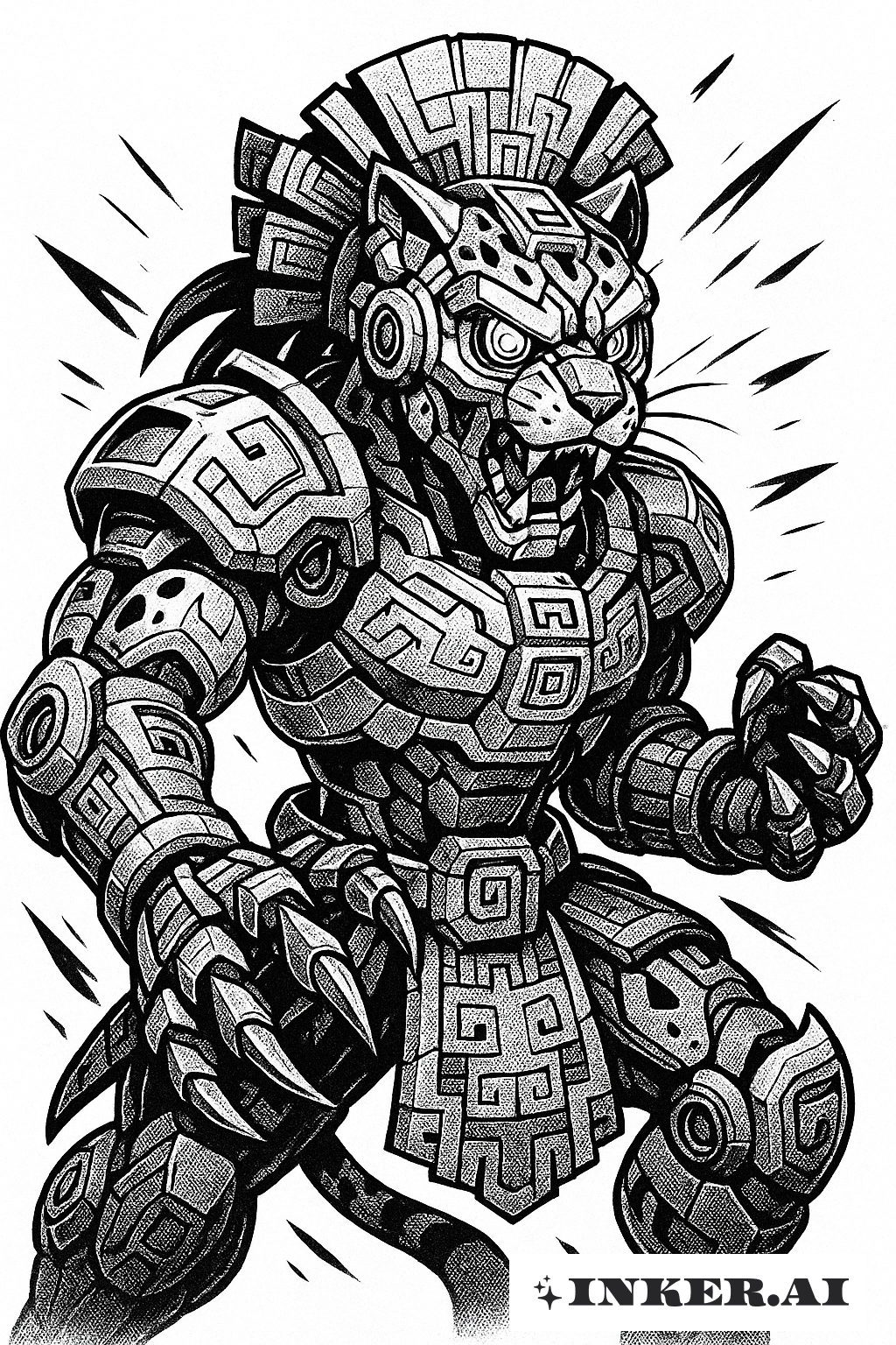 アステカのジャガー戦士 in メカ風アーマー