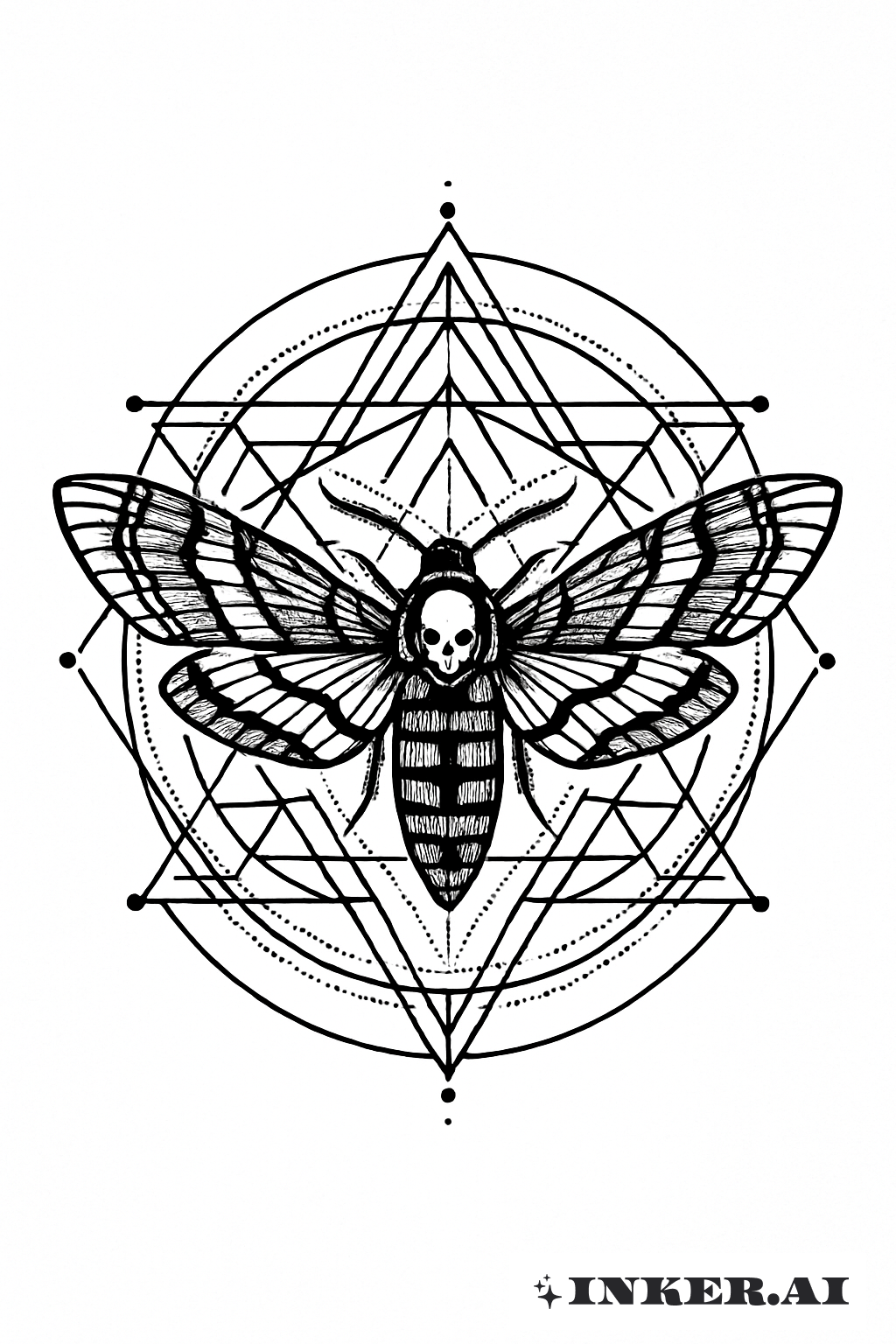 Sacred Geometry Death Moth Mandala