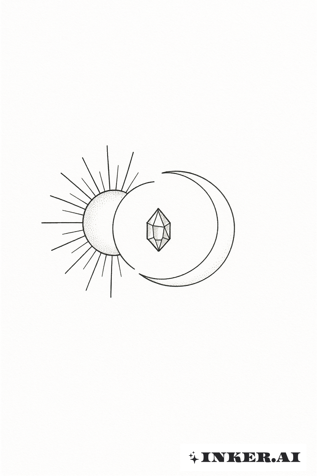 小さなクリスタルを飾る太陽と月