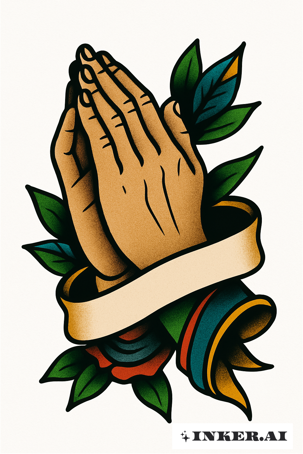 Praying Hands Wrapped in a Banner