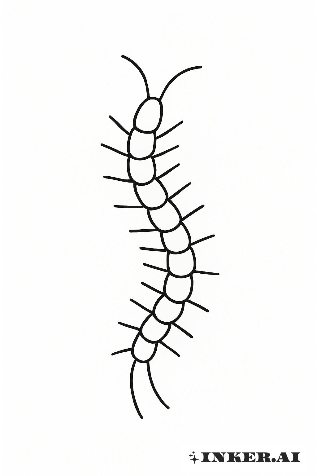 Forme de Mille-Pattes Minimaliste Abstraite