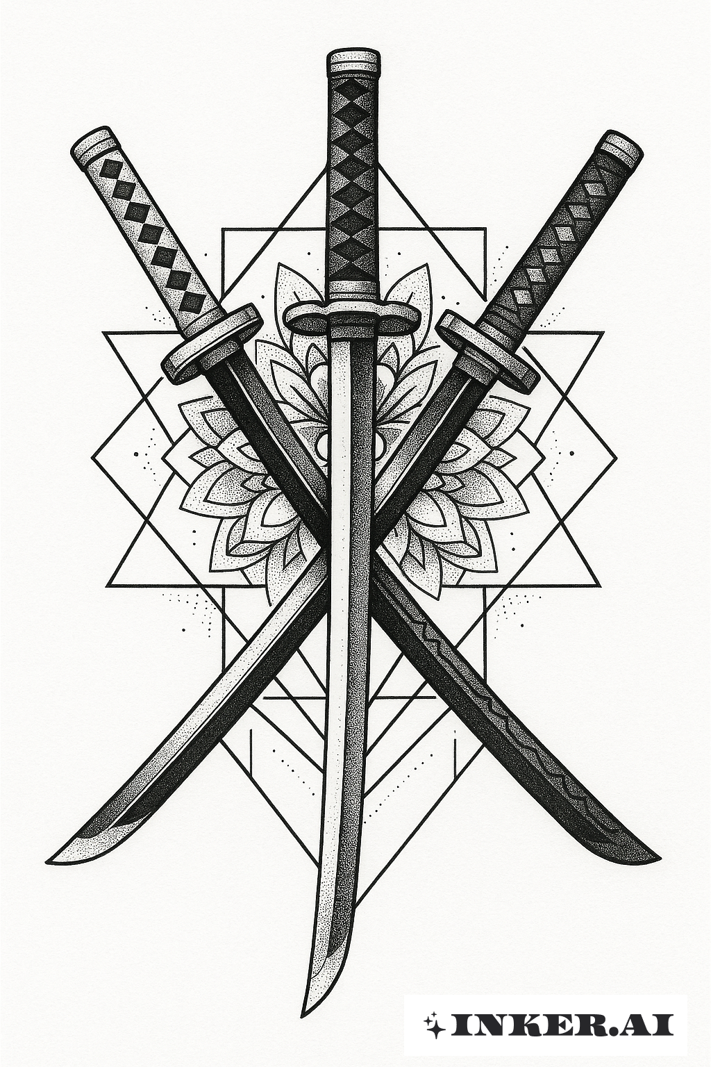 ゾロの三本の刀が配置されたワンピース・ジオメトリックアレイ