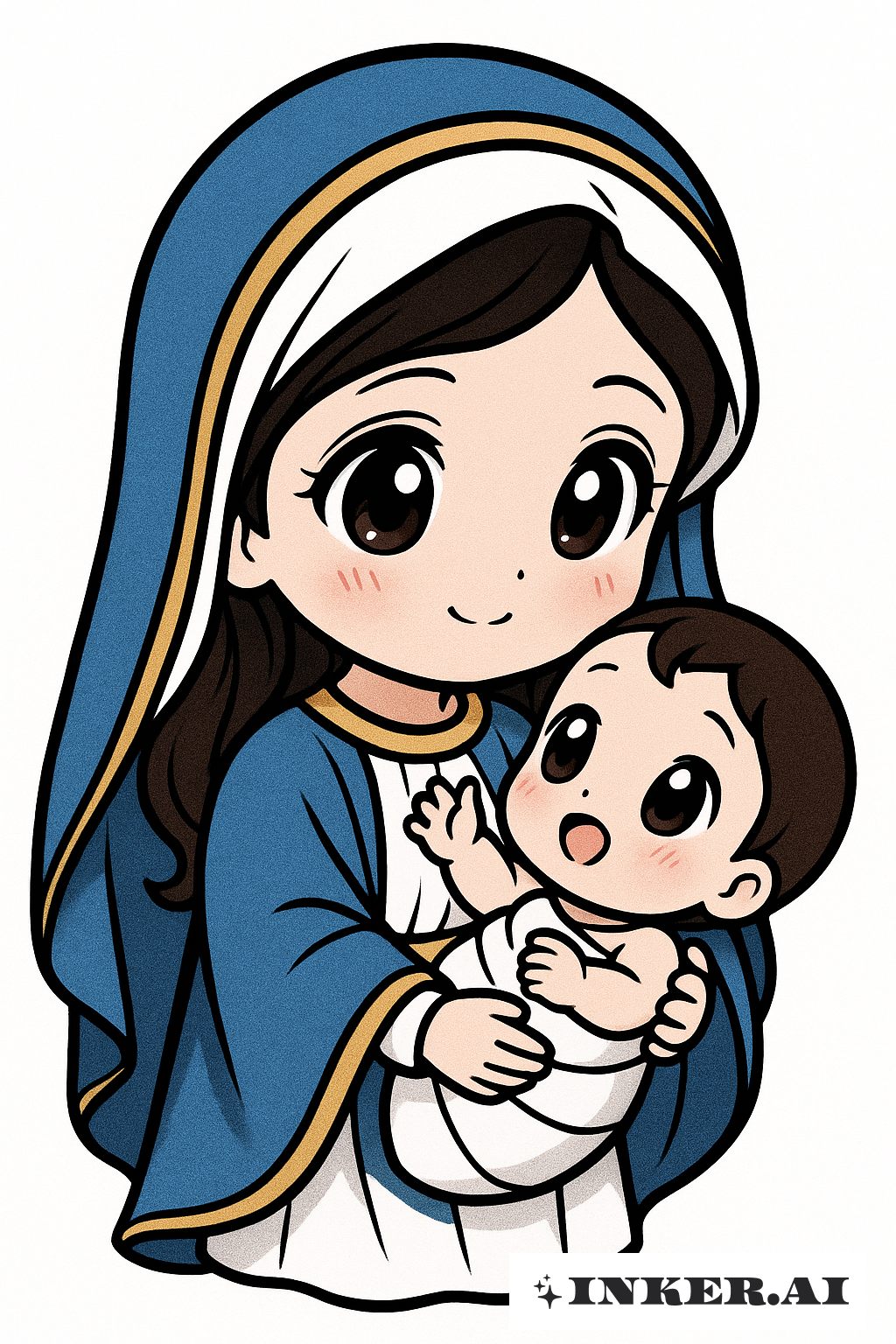 Chibi Đức Mẹ Đồng Trinh Bế Con Thiên Chúa