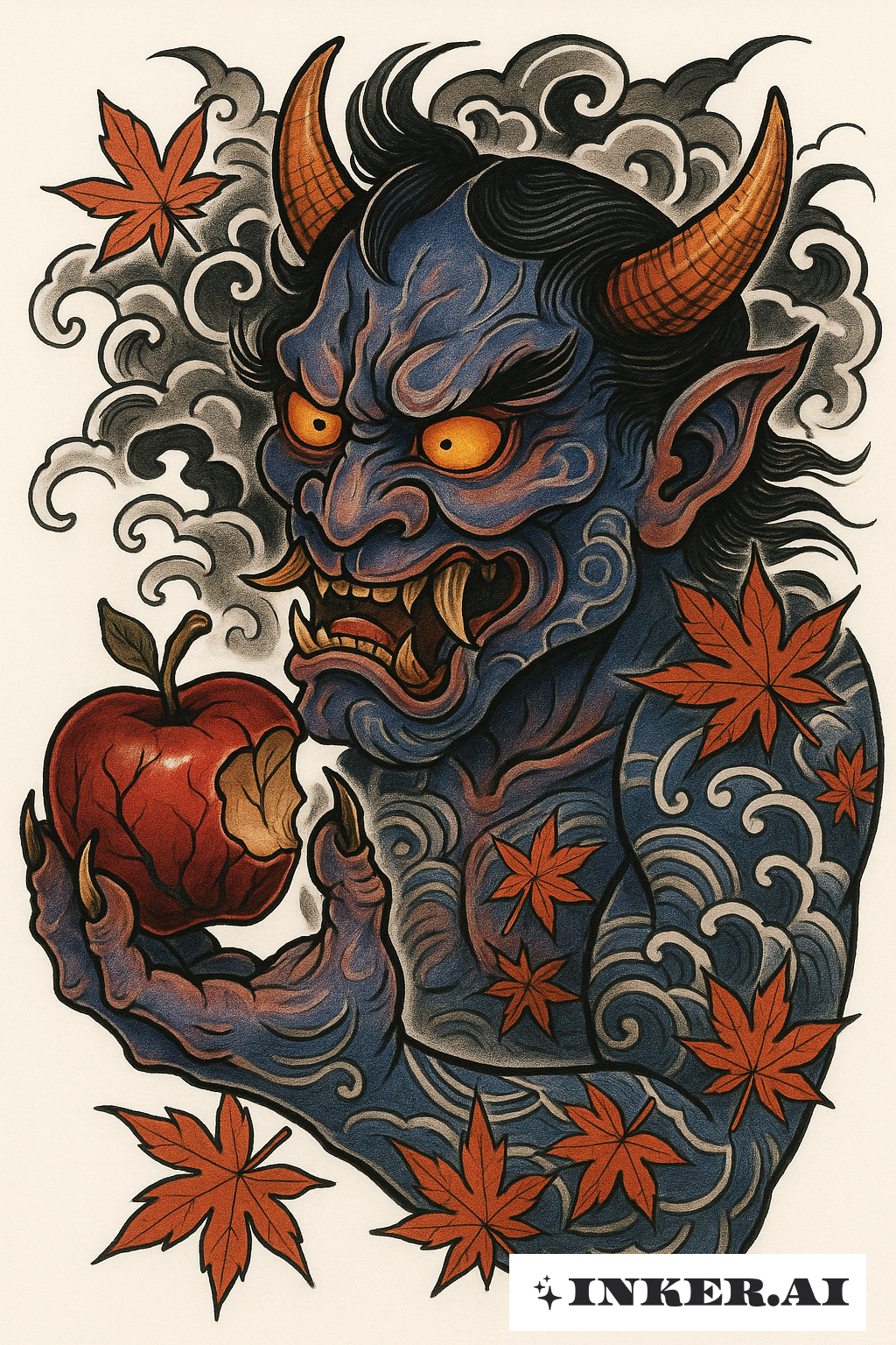 An Oni Demon Clutching the Bad Apple